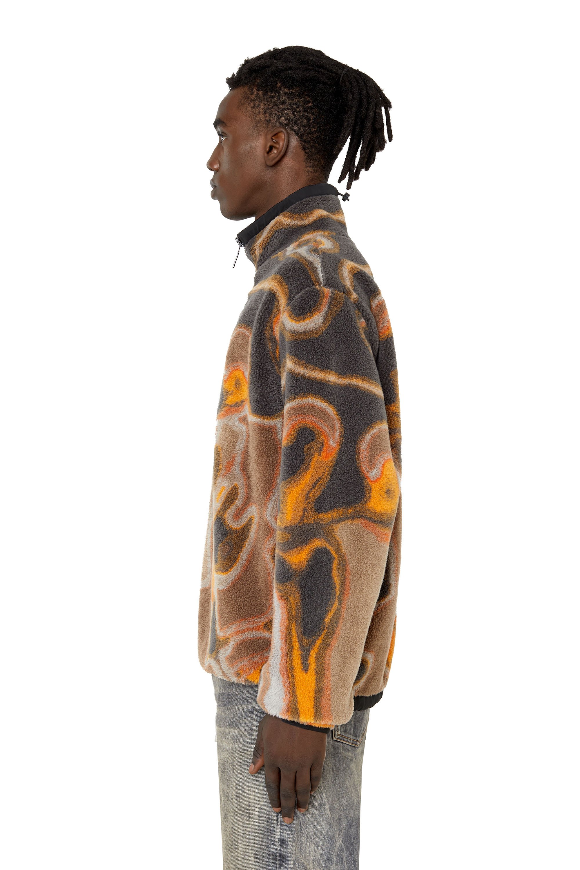 Diesel - S-TRAILER, Male Half-zip sweatshirt in teddy jacquard in Multicolor - Image 5
