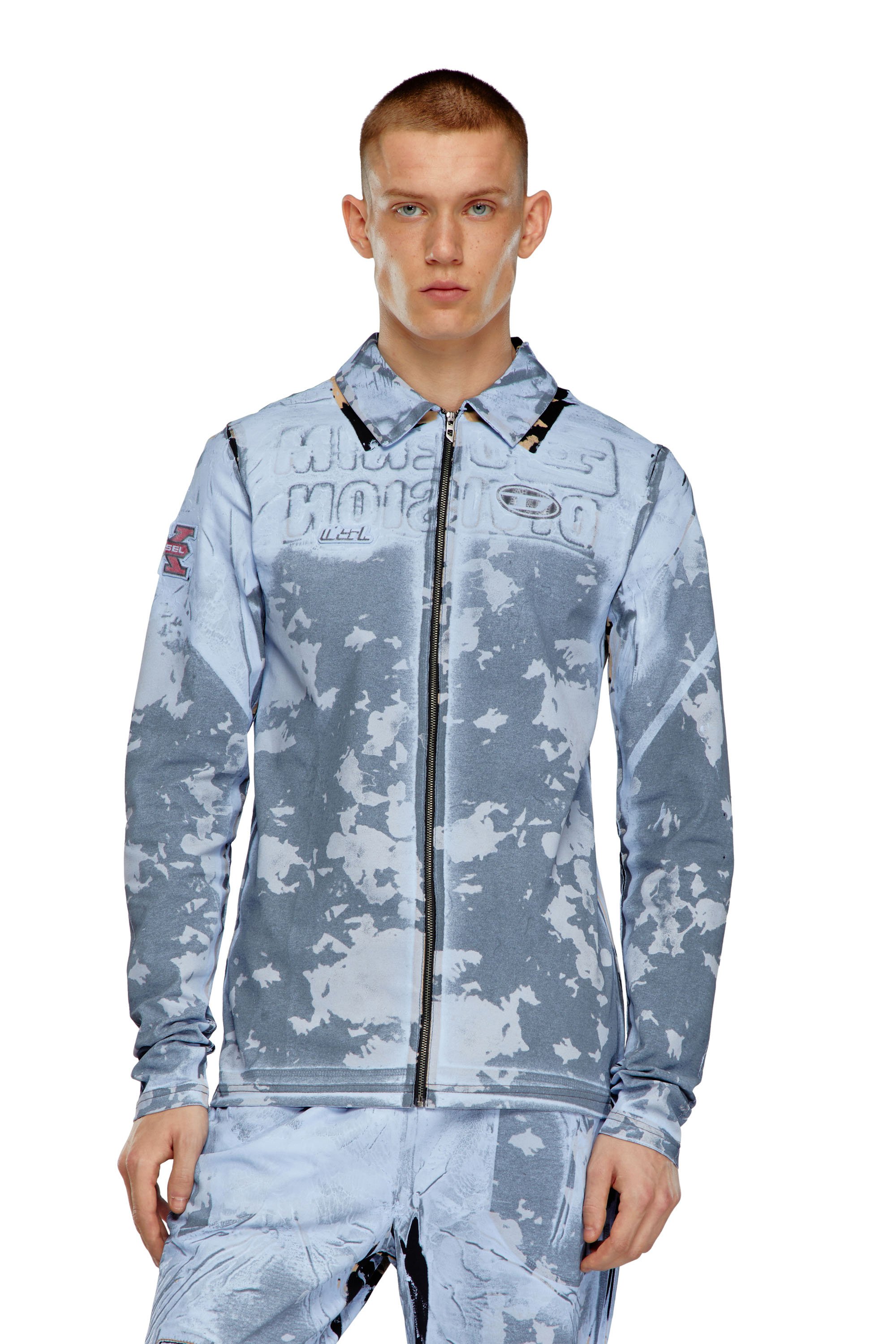 Diesel - S-CORSE-P1, Unisex Zip shirt in coated jersey in Blue - Image 5