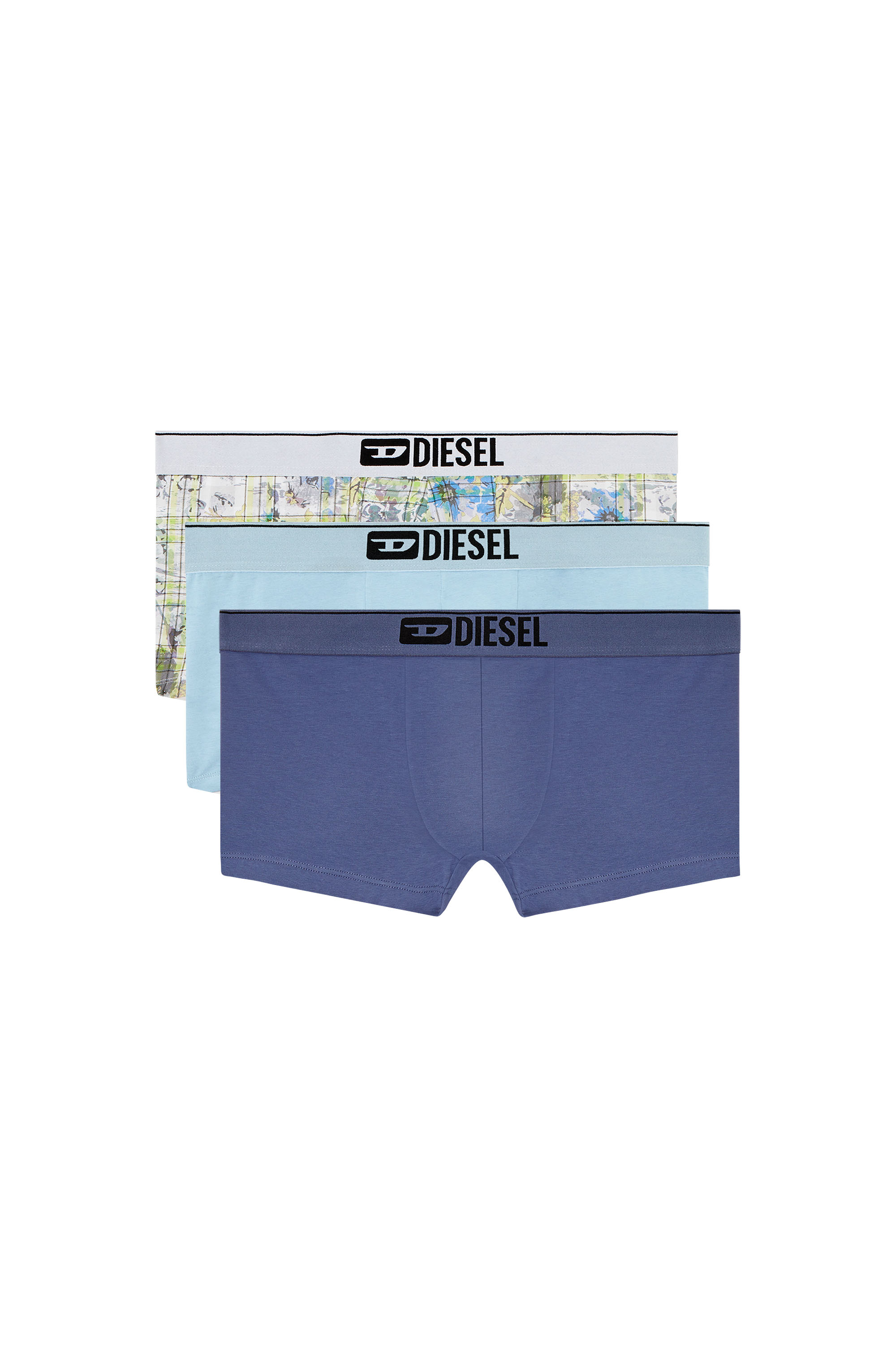 Diesel - DAMIEN-THREEPACK, Male's Three-pack boxer briefs with floral motif in Blue/White - 1