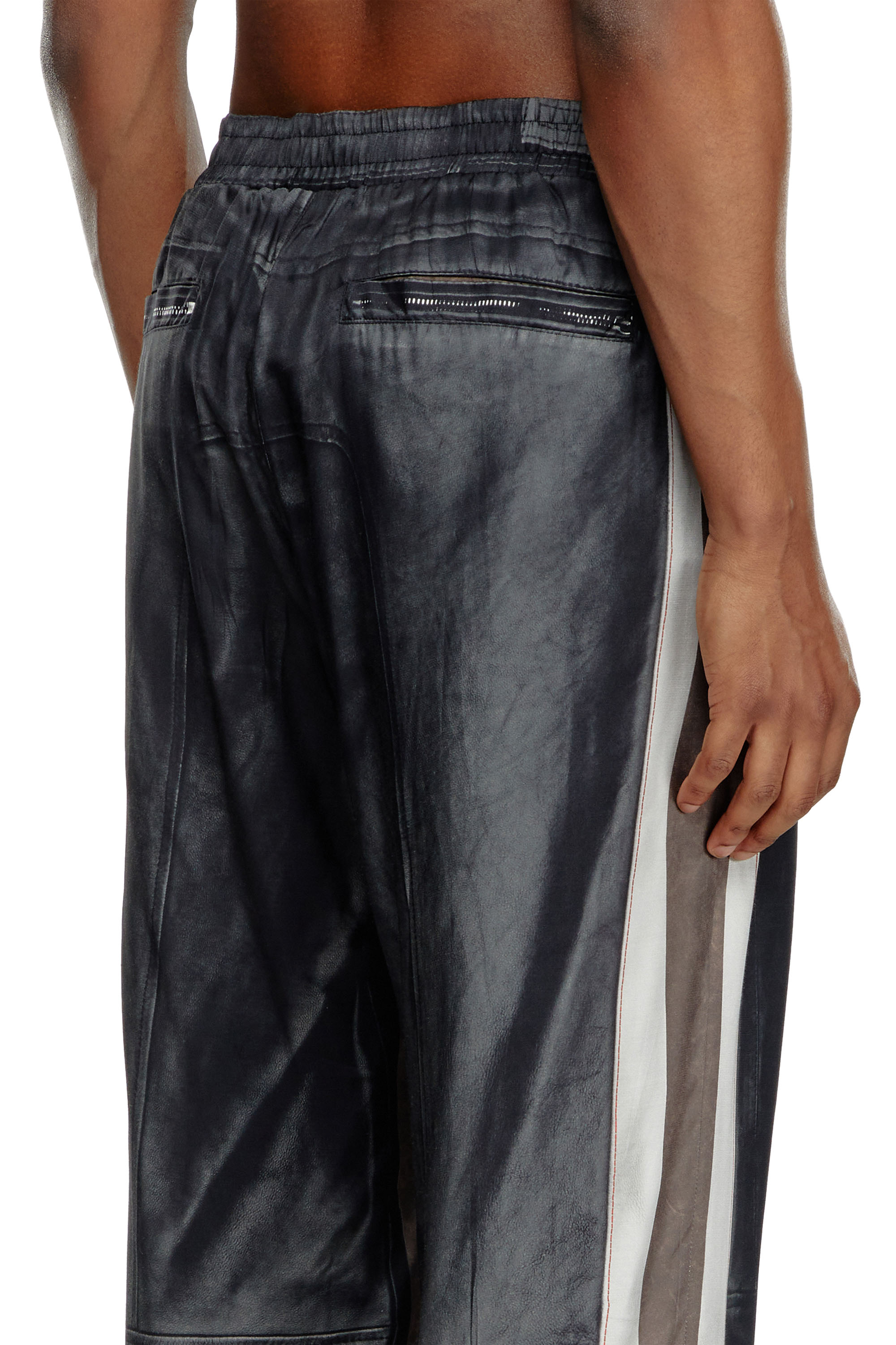 Diesel - P-AFTER, Male's Viscose pants with leather-effect print in Black - 4