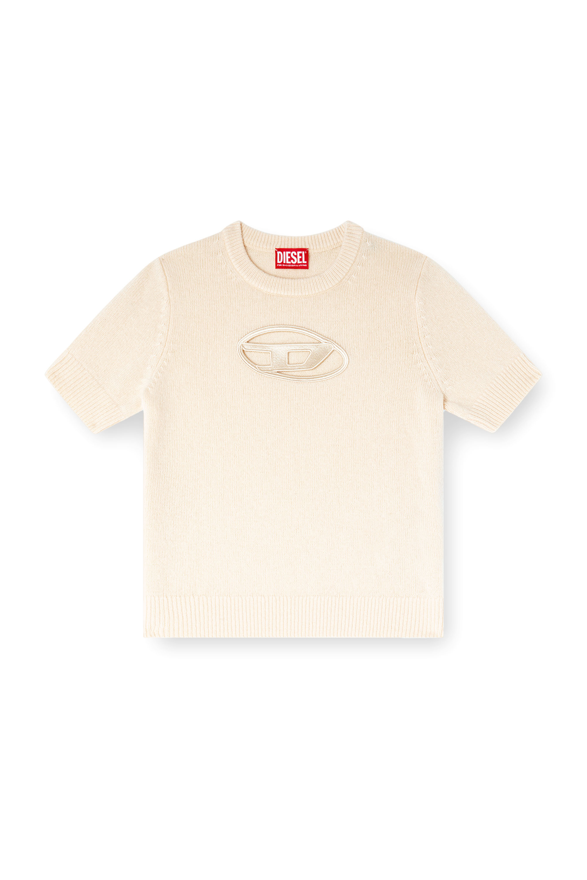 Diesel - M-ARGARIN-SS, Female's Short-sleeve jumper in cashmere blend in Beige - 5