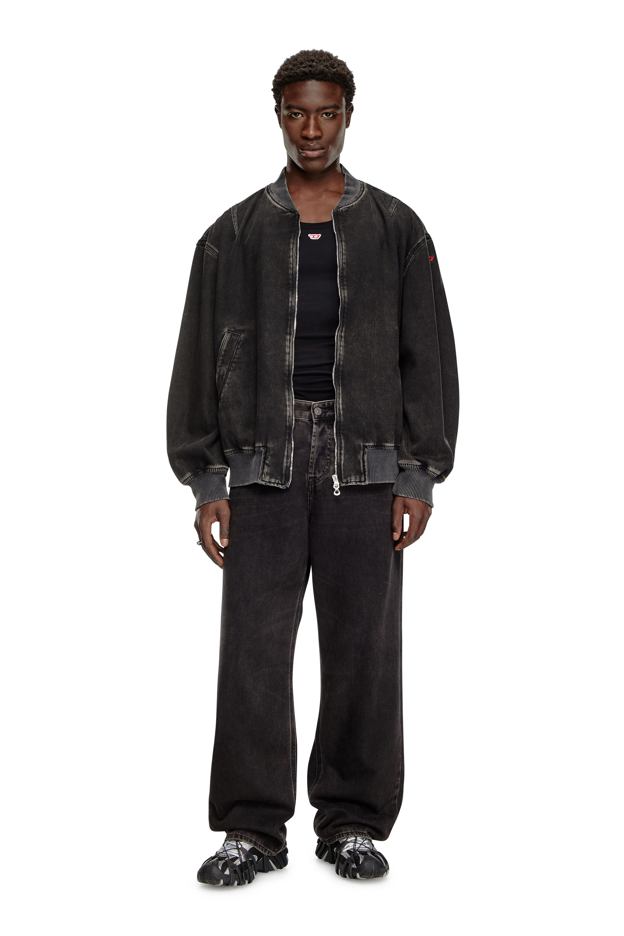 Diesel - D-VINZ, Male's Bomber jacket in clean-wash denim in Black - 2