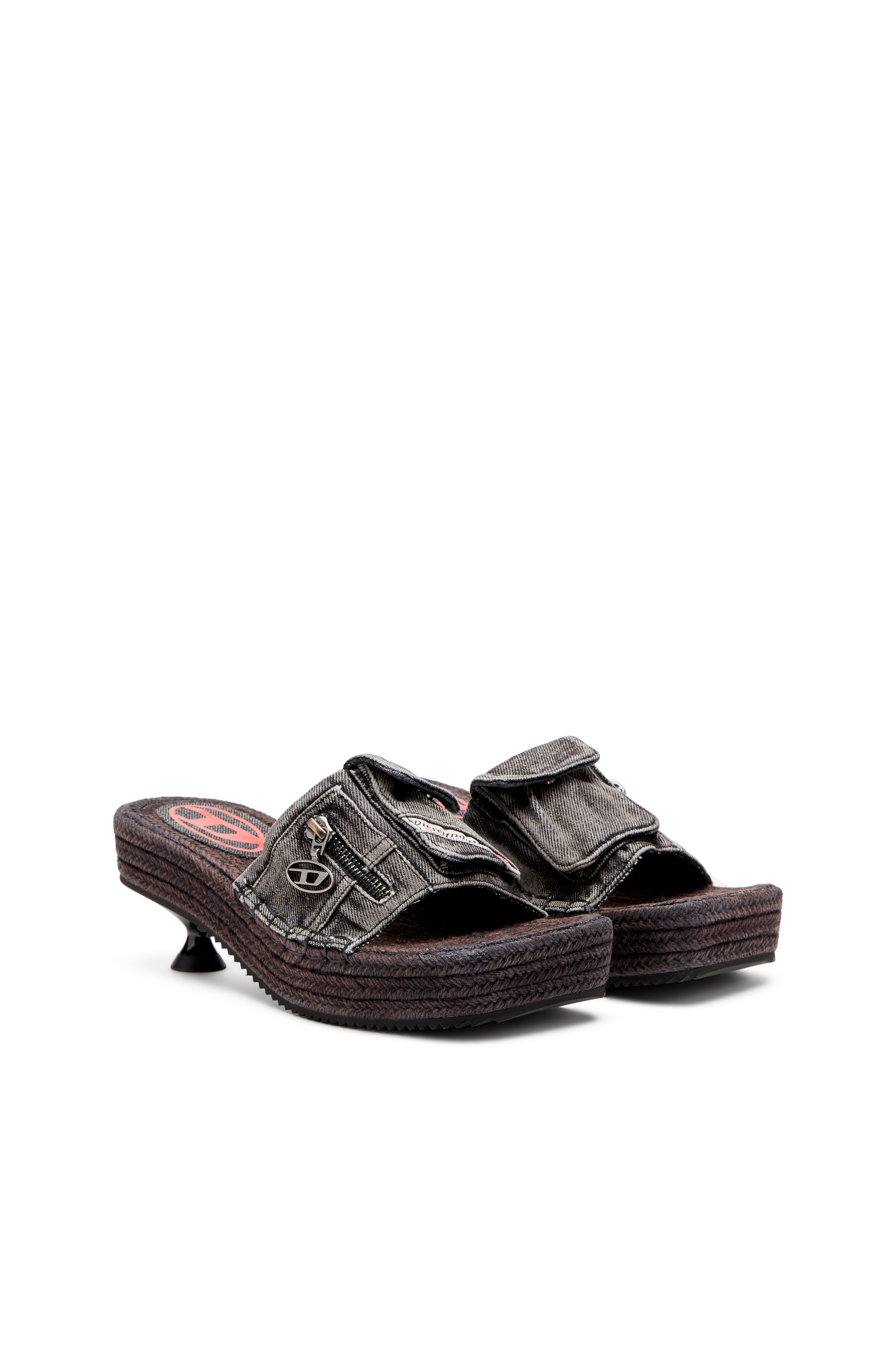 Diesel - D-IBIZA 40 PCK, Female's Heeled platform espadrilles in denim in Black - 2