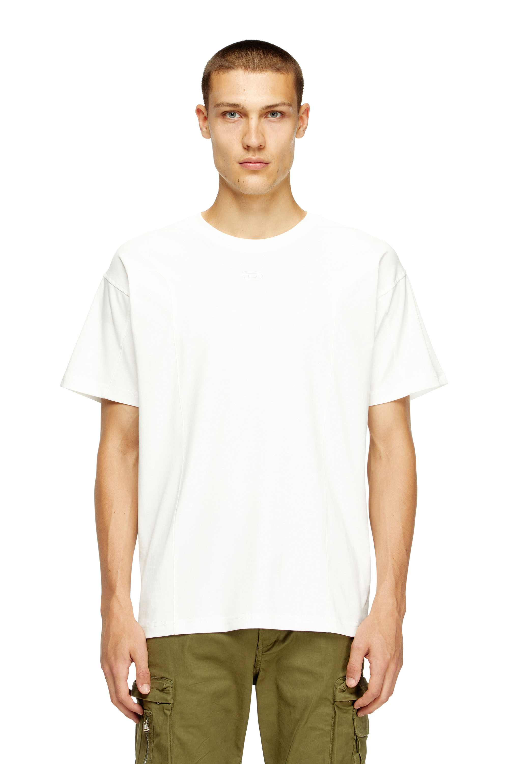 Diesel - T-NORM-INT, T-shirt à manches courtes avec empiècements Homme in Blanc - 1