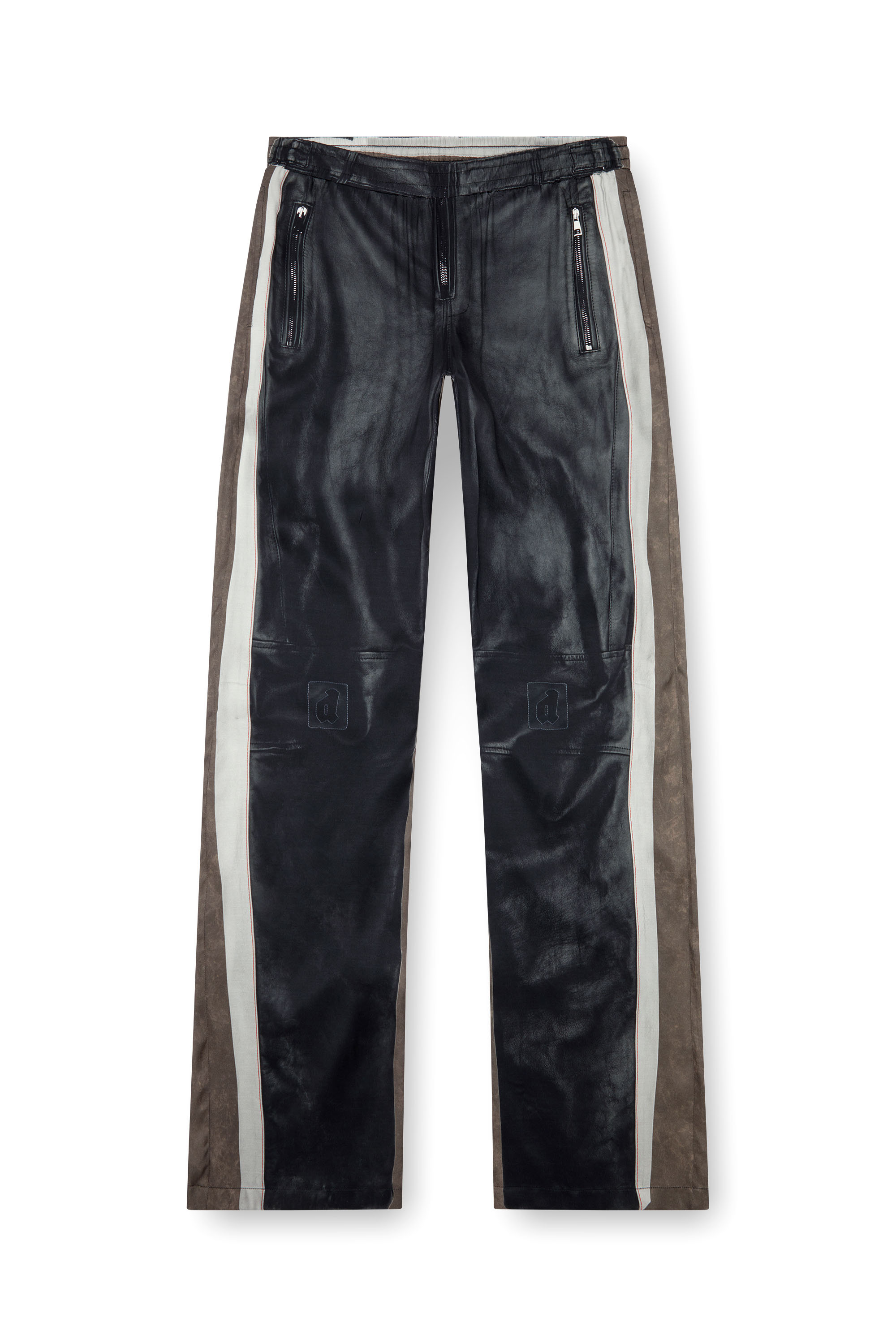 Diesel - P-AFTER, Male's Viscose pants with leather-effect print in Black - 5