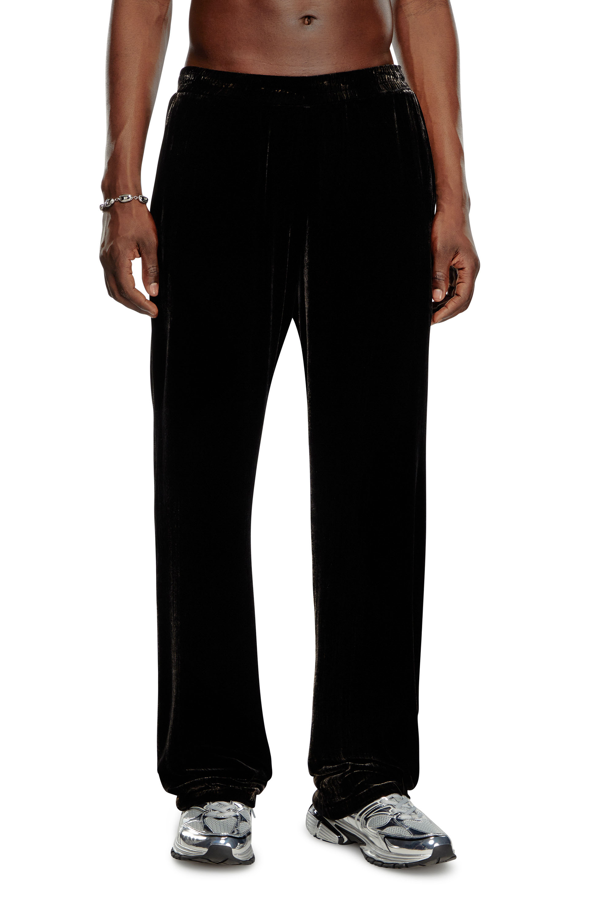 Diesel - P-SALFORD, Male's Track pants in treated velvet in Black - 1