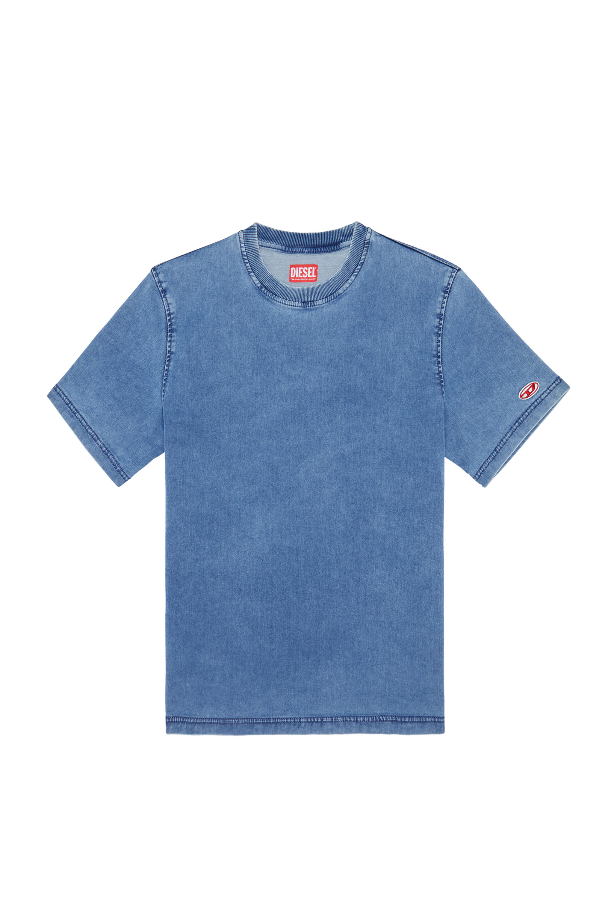 Diesel - D-BIGGOR TRACK DENIM T-SHIRT, Light Blue - Image 5
