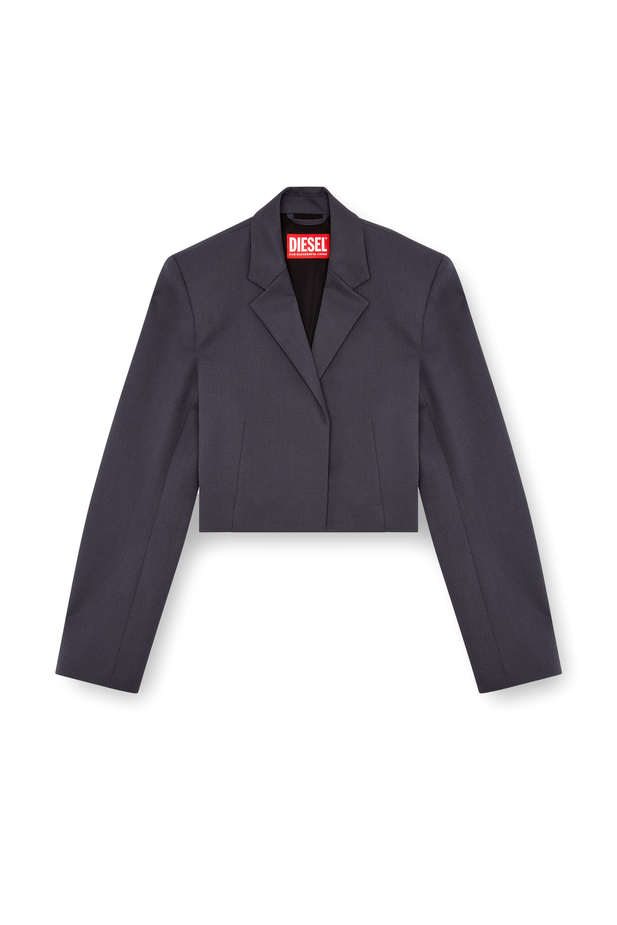 Diesel - G-MILLA-P1, Blazer crop en laine mélangée stretch Femme in Gris - 6