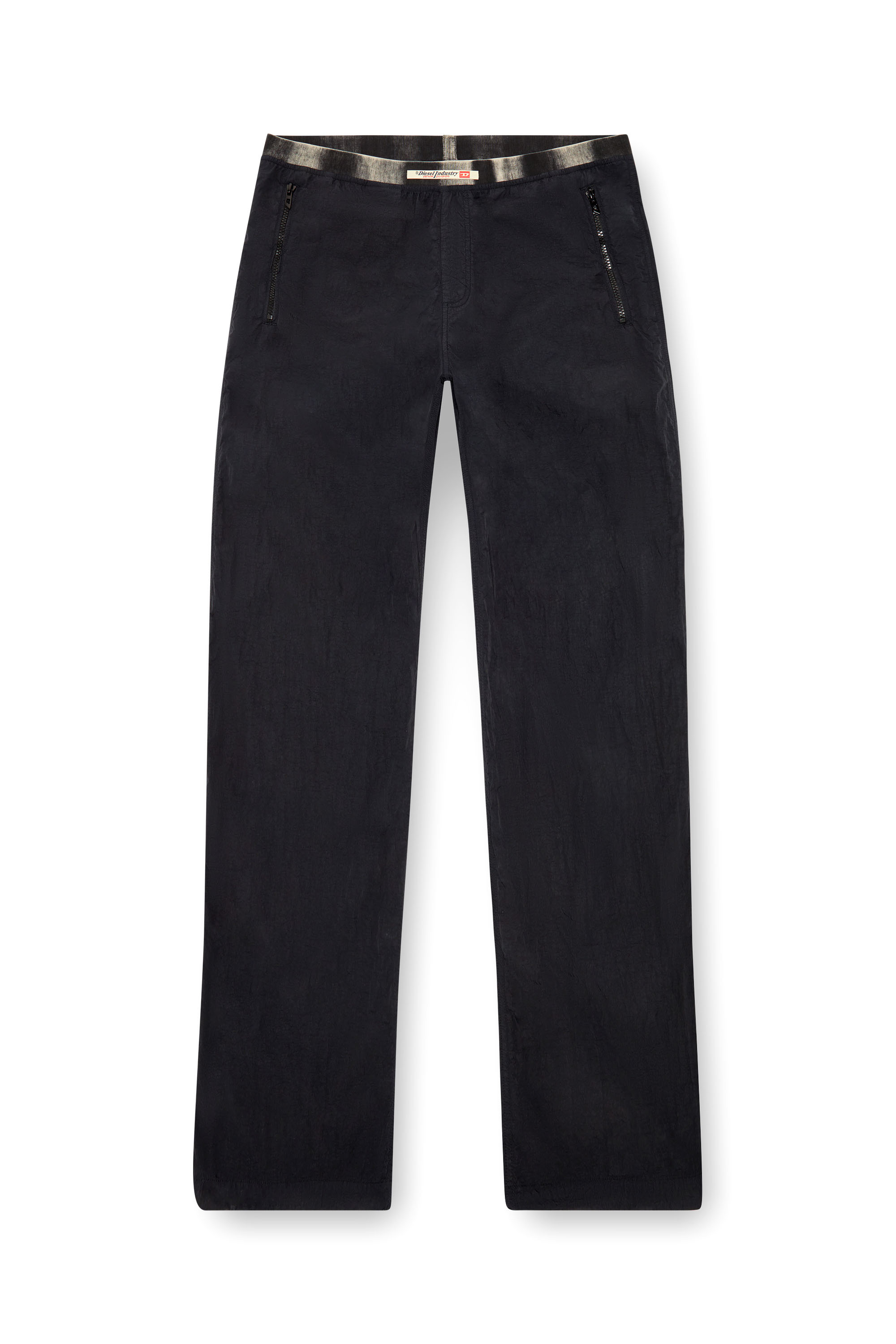 Diesel - P-POST, Male's Lightweight pants in wrinkled nylon in Black - 4