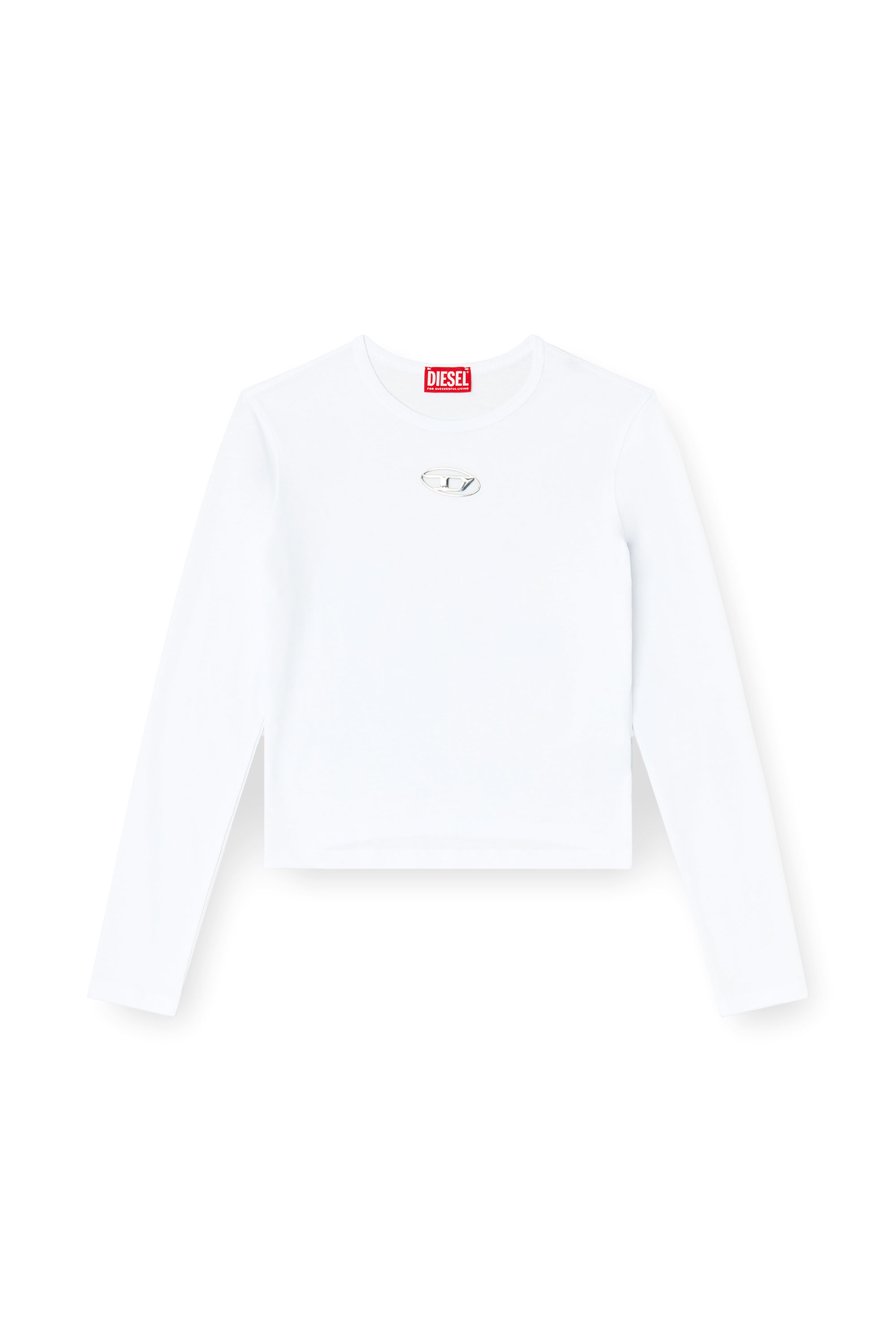 Diesel - T-UNCUTIE-LONG-LS-OD, Haut à manches longues avec cut-out Oval D Femme in Blanc - 4