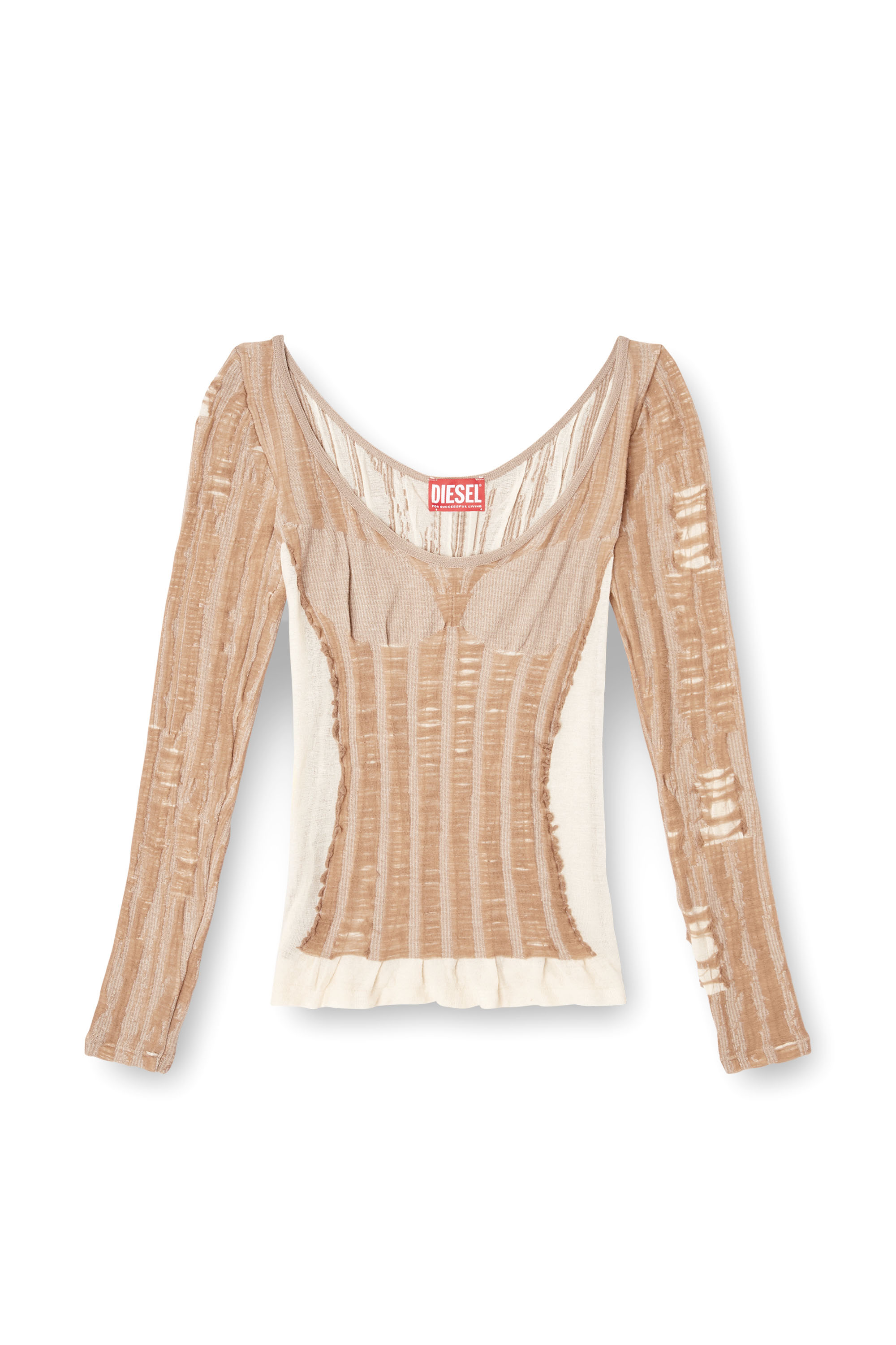 Diesel - M-CALAI, Female's Seamless top with lingerie illusion in Beige - 6