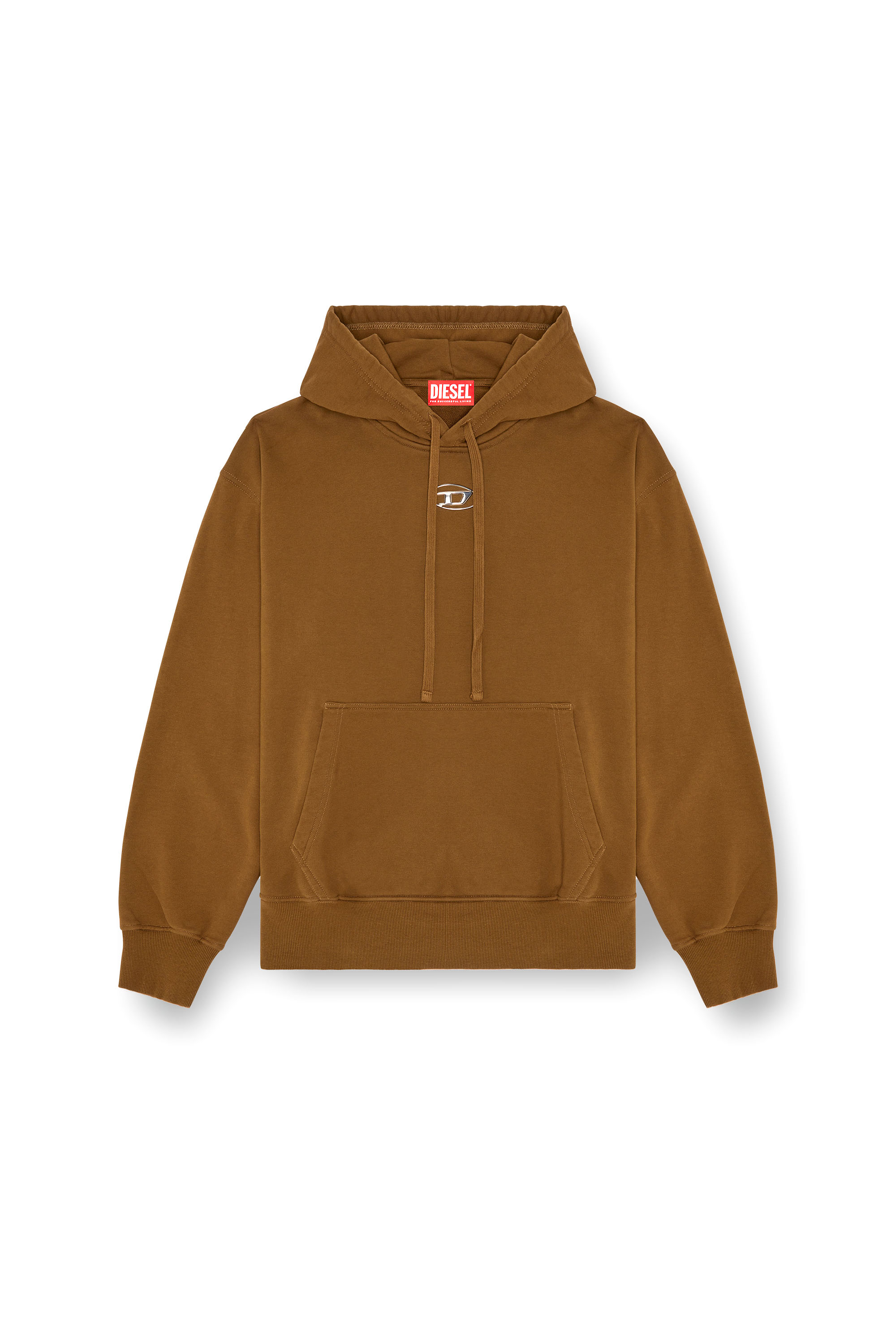 Diesel - S-MACS-HOOD-OD, Male's Oversized hoodie with metallic logo in Brown - 4