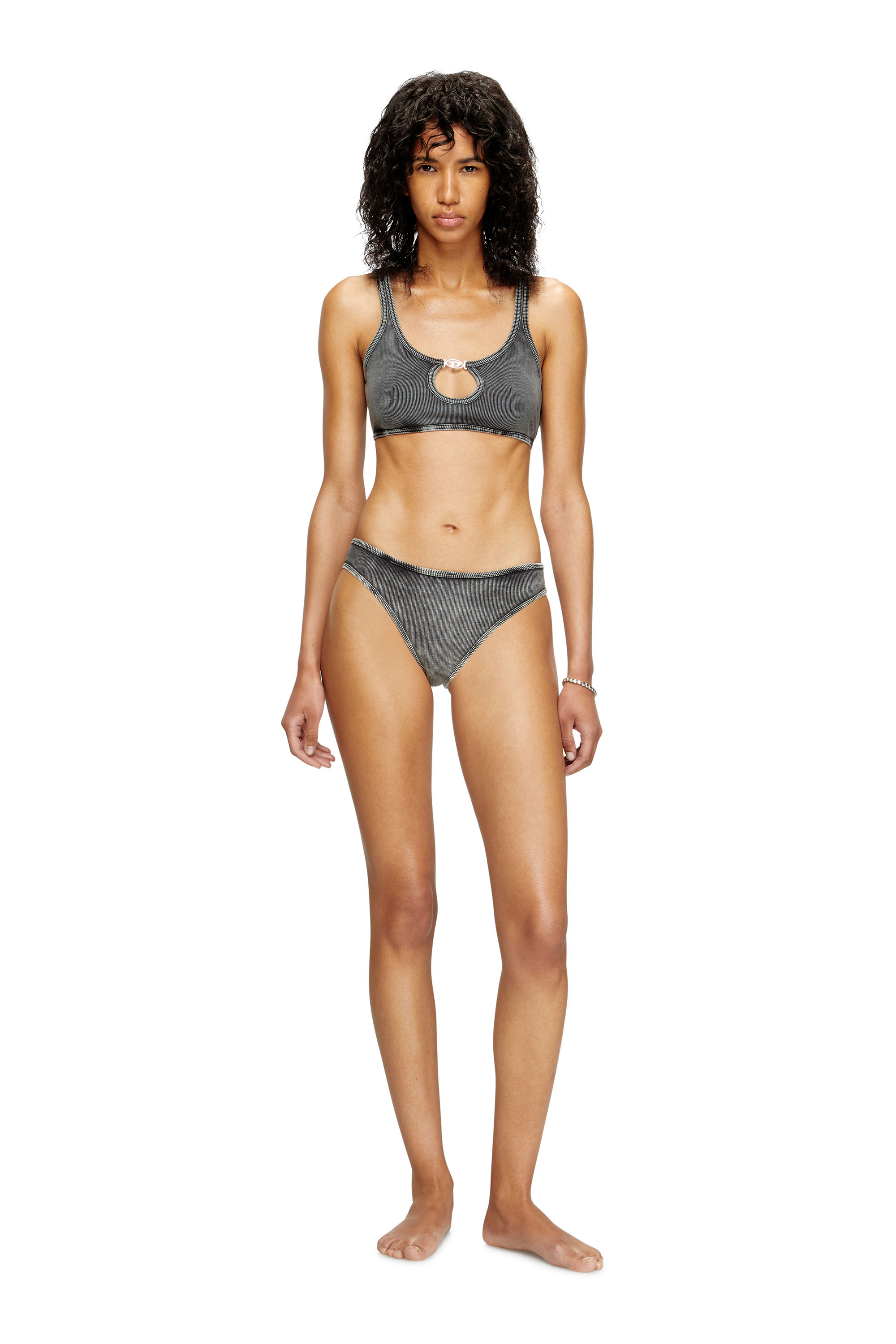 Diesel - UFPN-D-OVAL-HIGH-WAISTED-BRIEF, Female's Ribbed briefs with Oval D plaque in Black - 1