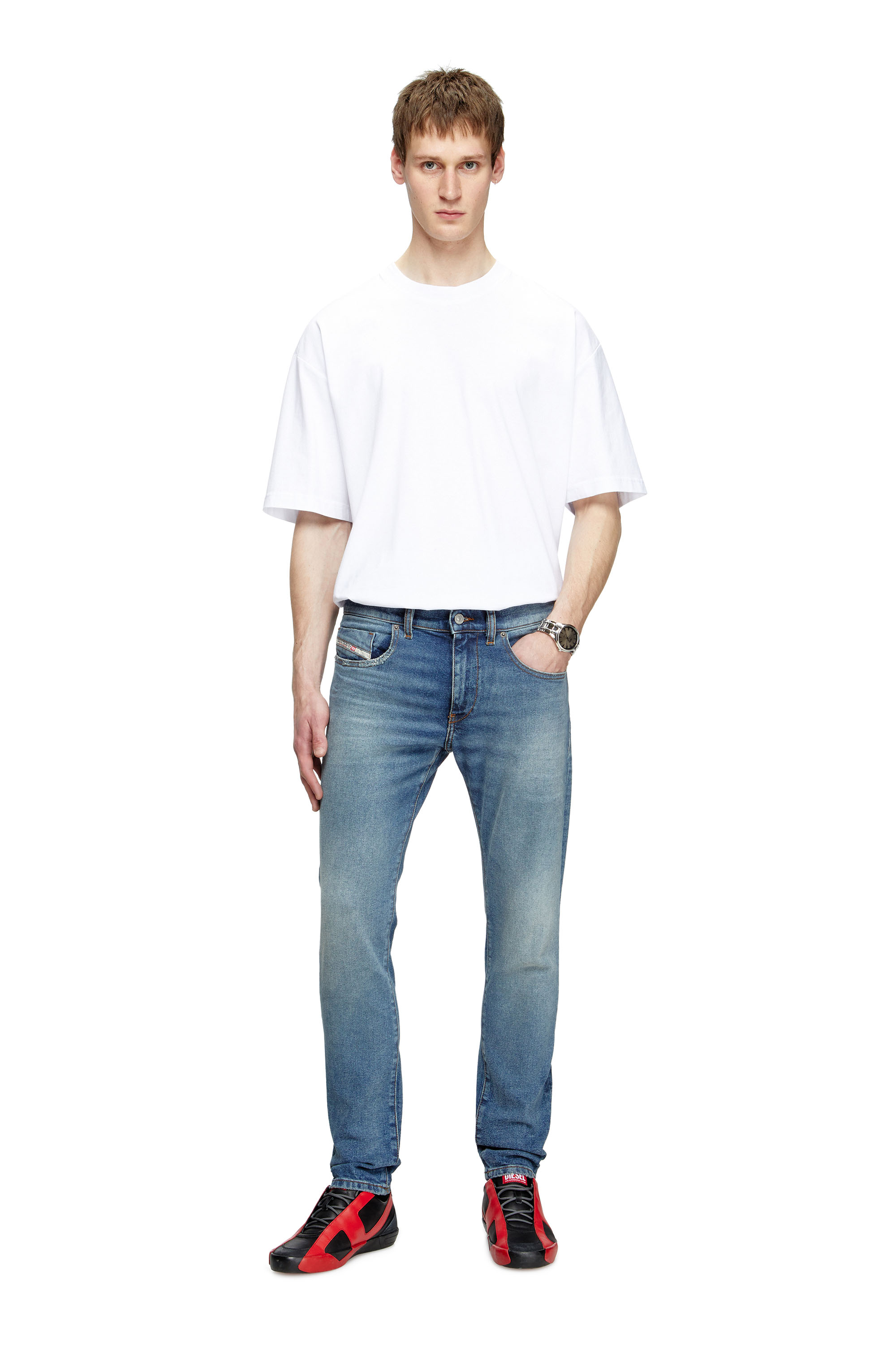 Diesel - Male's Slim Jeans 2019 D-Strukt 0DBEF, Medium Blue - 2