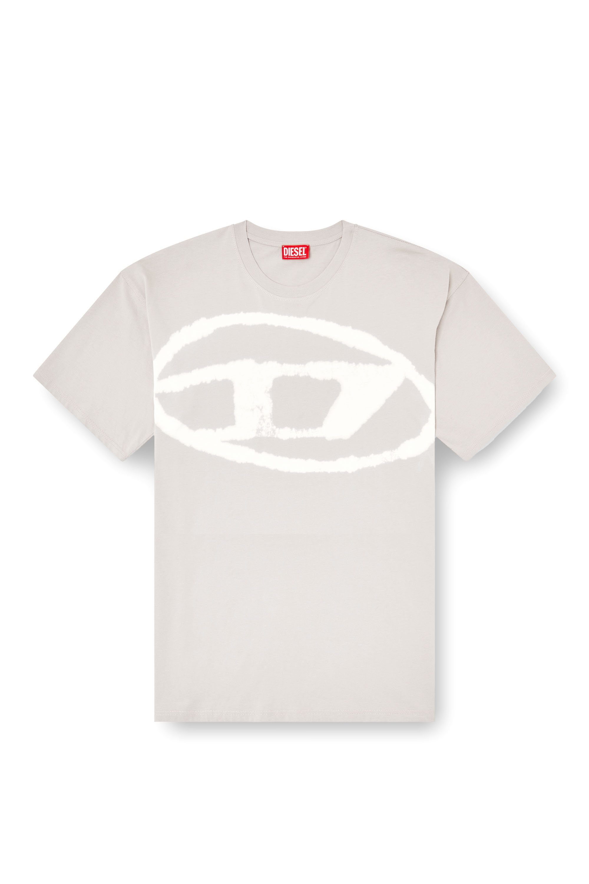 Diesel - T-BOXT-BLEACH, T-shirt avec logo Oval D effet blanchi Homme in Gris - 3