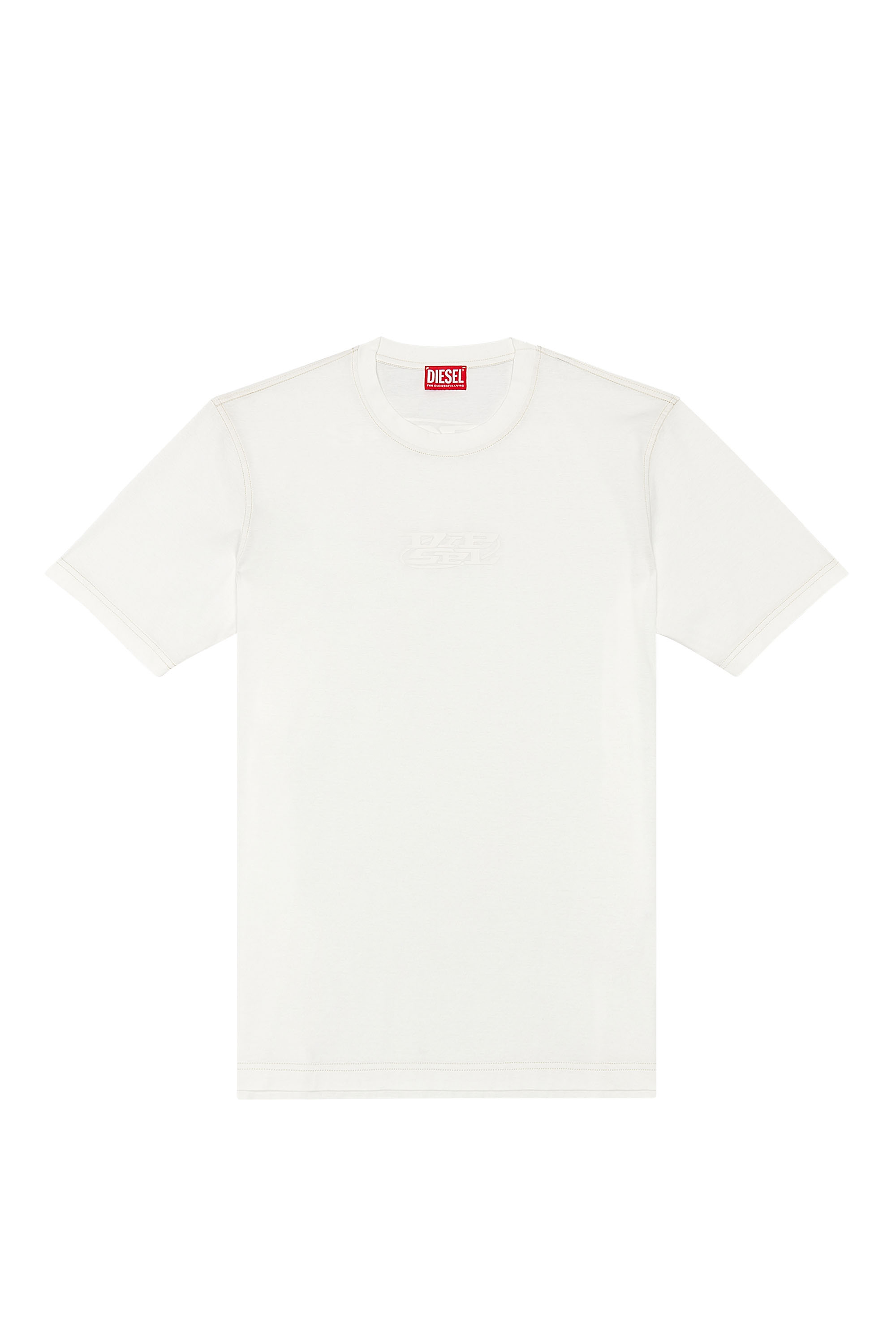 Diesel - T-MUST-SLITS-N, Homme T-shirt en coton mercerisé avec logo imprimé in Blanc - Image 4