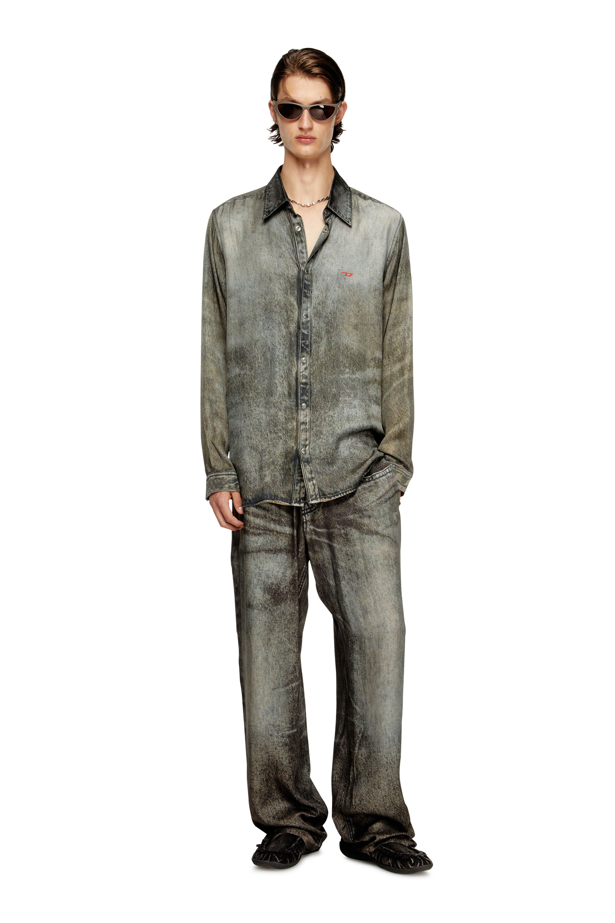 Diesel - P-THECK-LKCT, Male's Elasticated pants in denim-look viscose in Black - 2