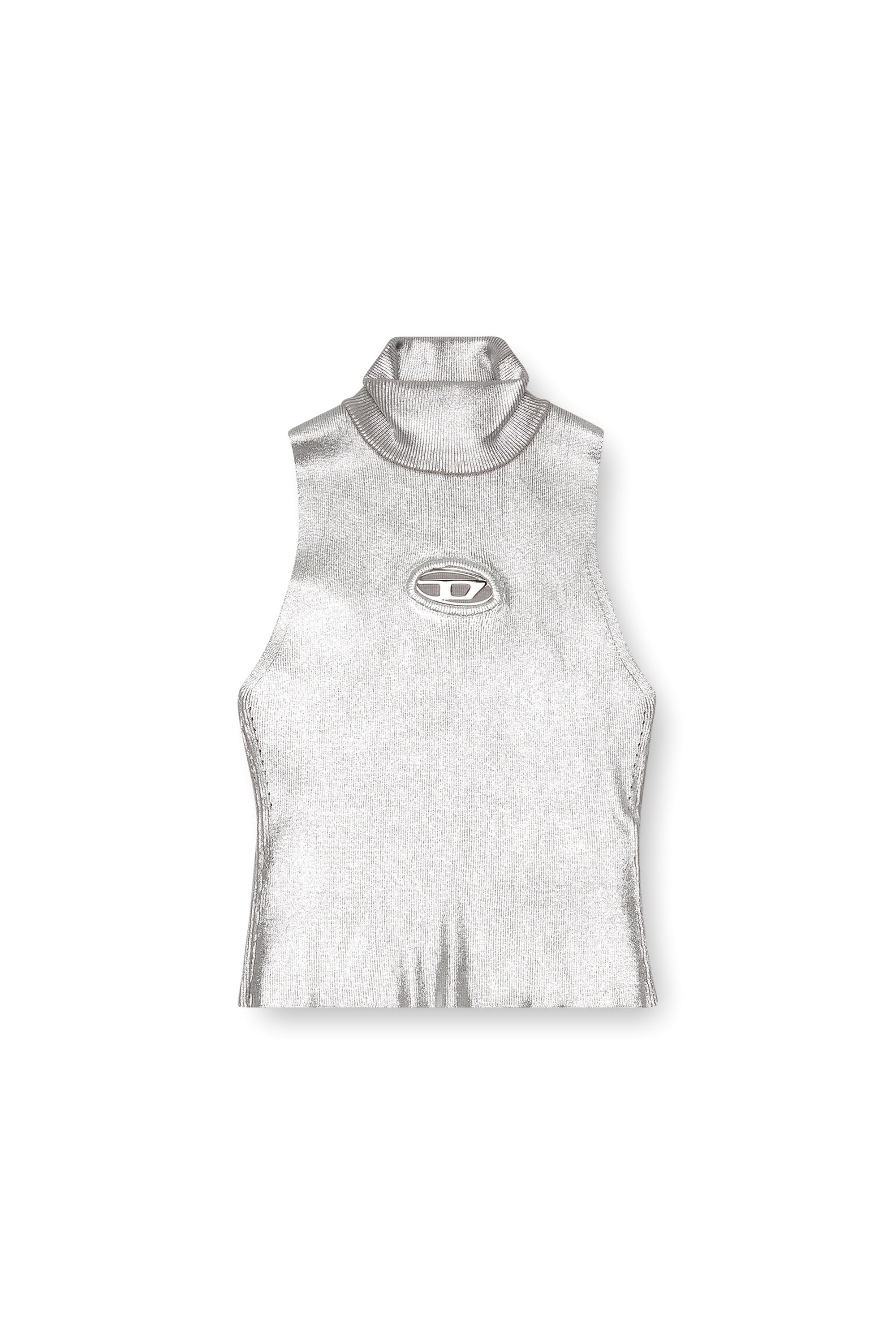 Diesel - M-ONERVAX-TOP, Female's Tank top in metallic knit in Silver - 5