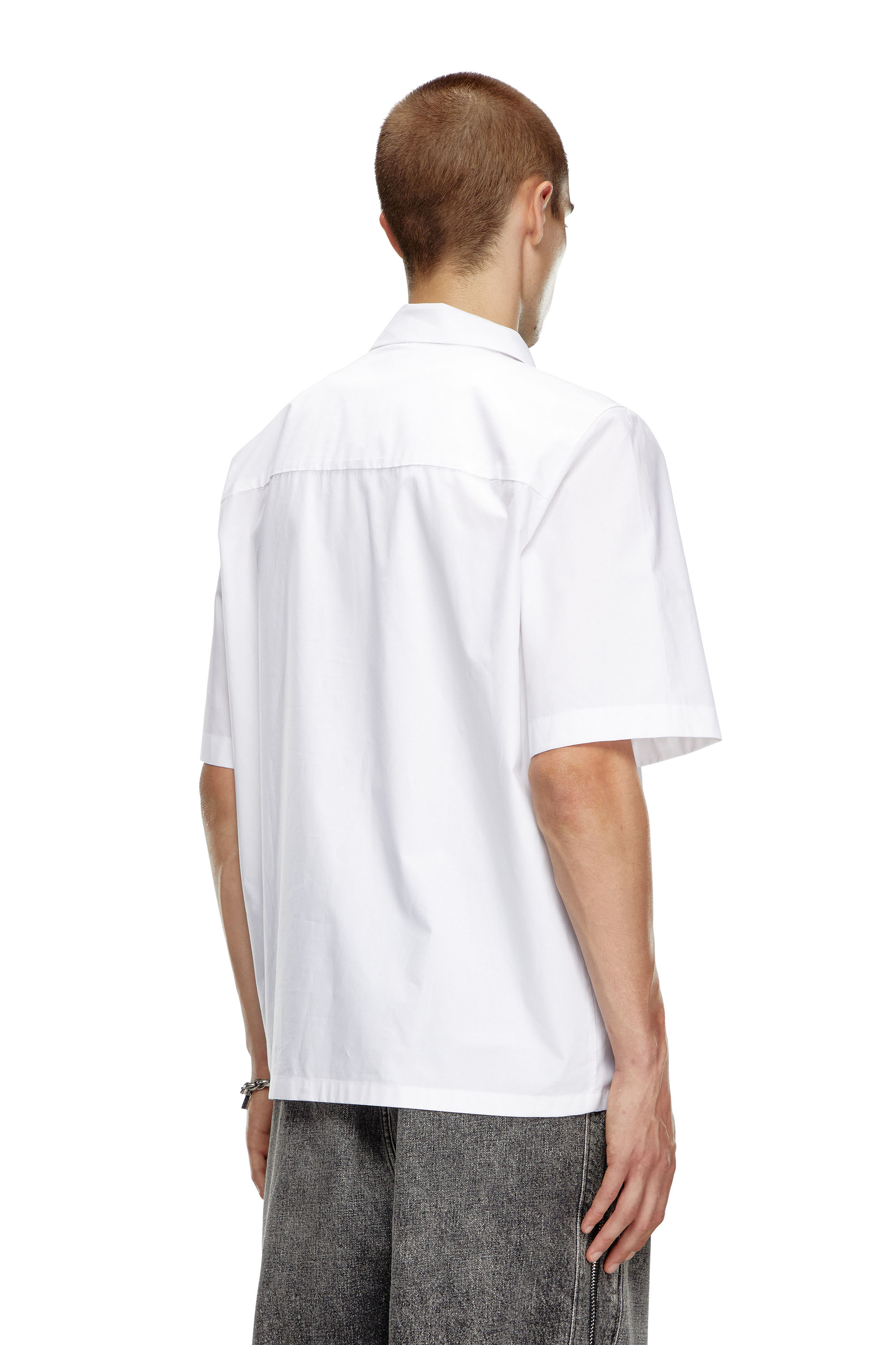 Diesel - S-MAC-C, Chemise bowling avec logo brodé Homme in Blanc - 3