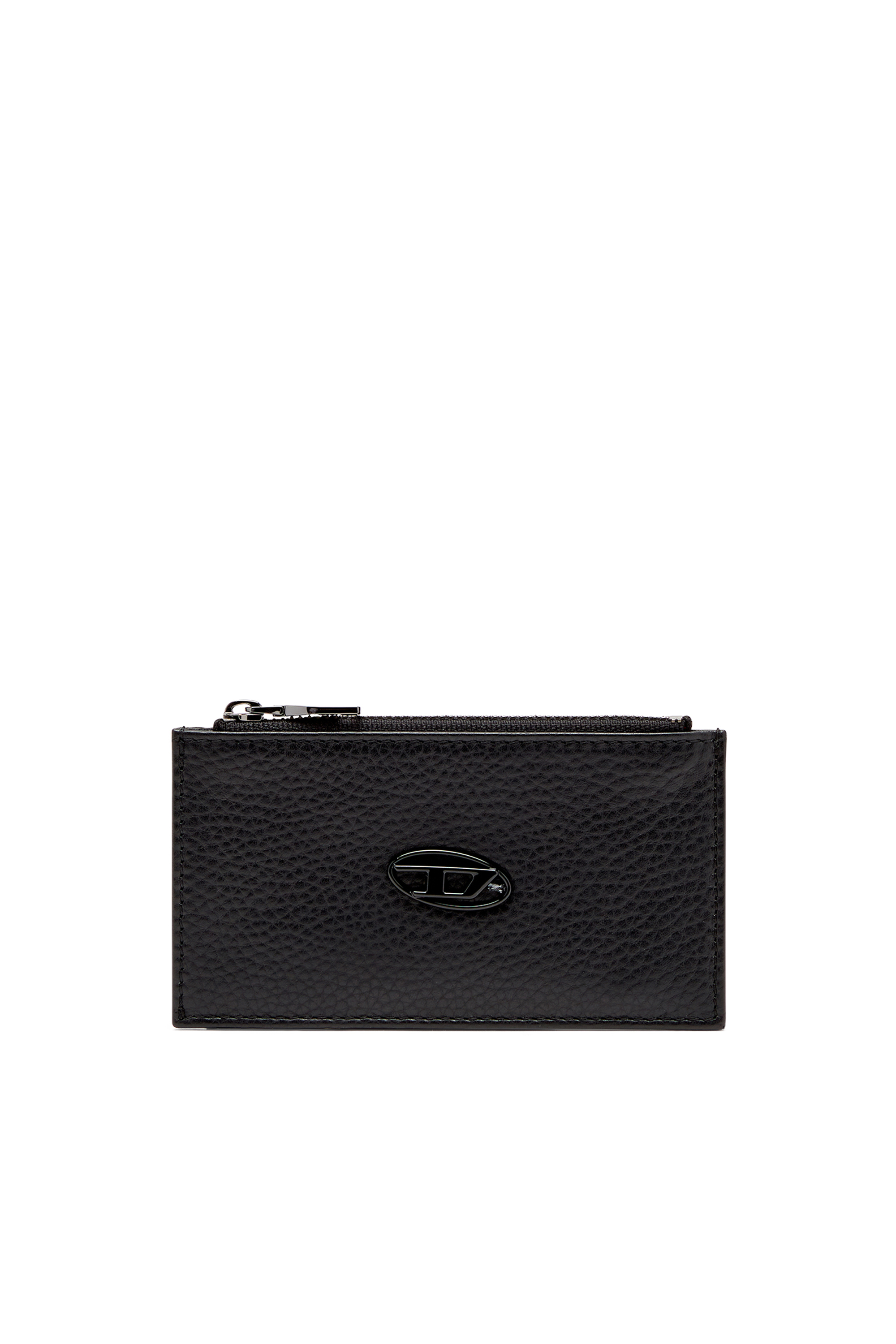 Diesel - HISSU EVO CARD HOLDER III, Male's Flat card holder in grainy leather in Black - 1