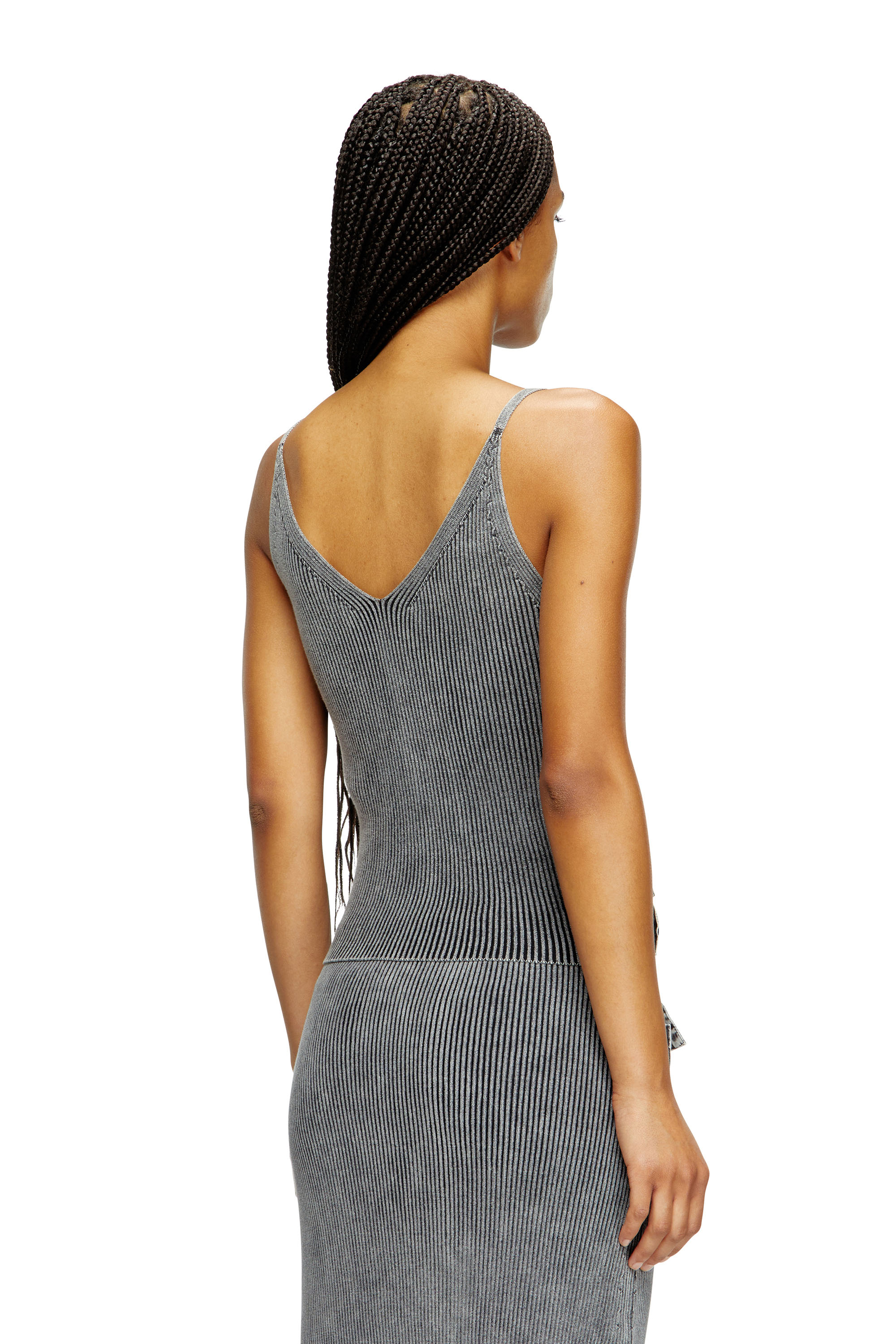 Diesel - M-MELLY, Female's Knit tank top with denim cargo pockets in Dark Grey - 3