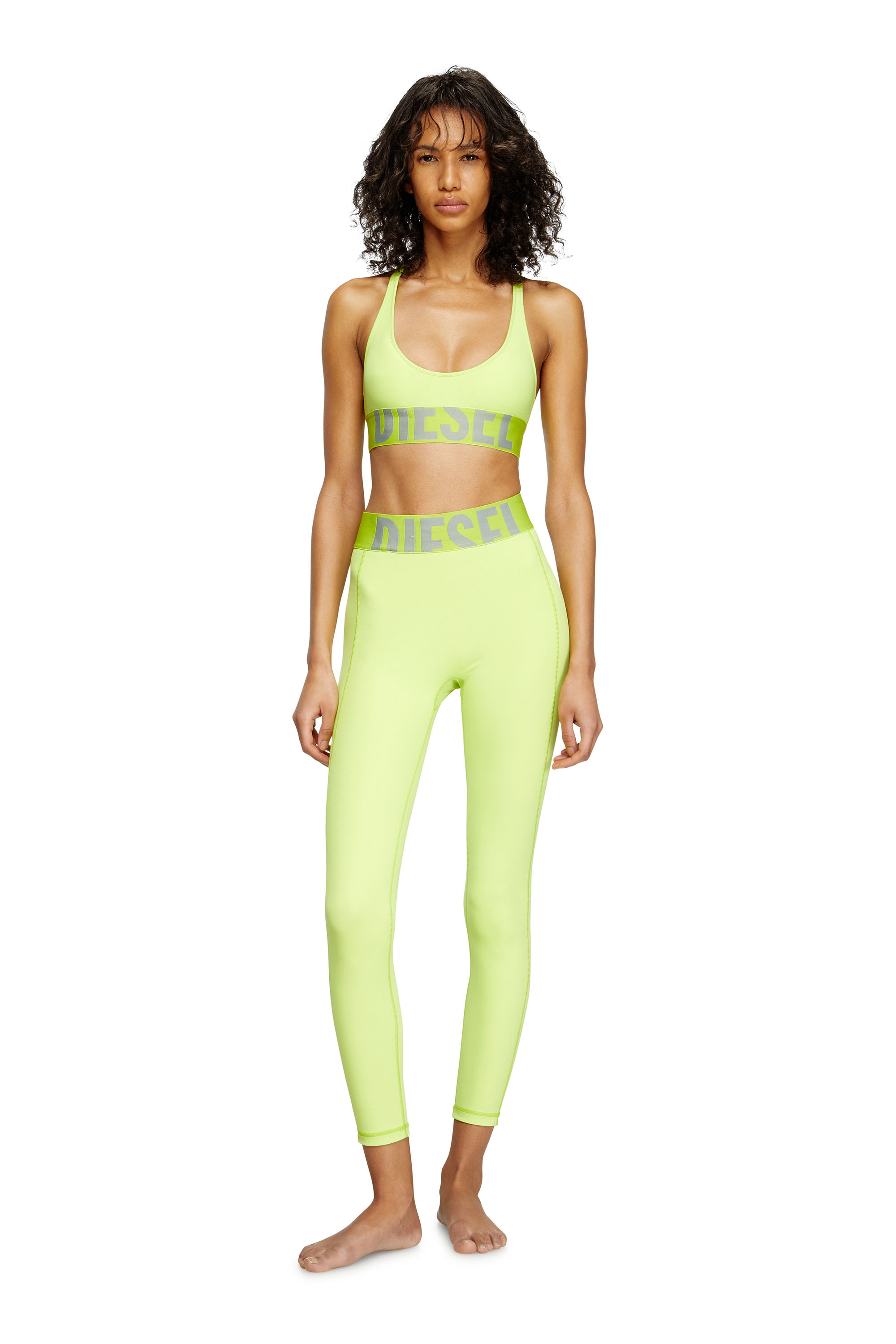 Diesel - ADELINE-D-POP, Leggings en microfibre avec logo tronqué Femme in Vert - 1