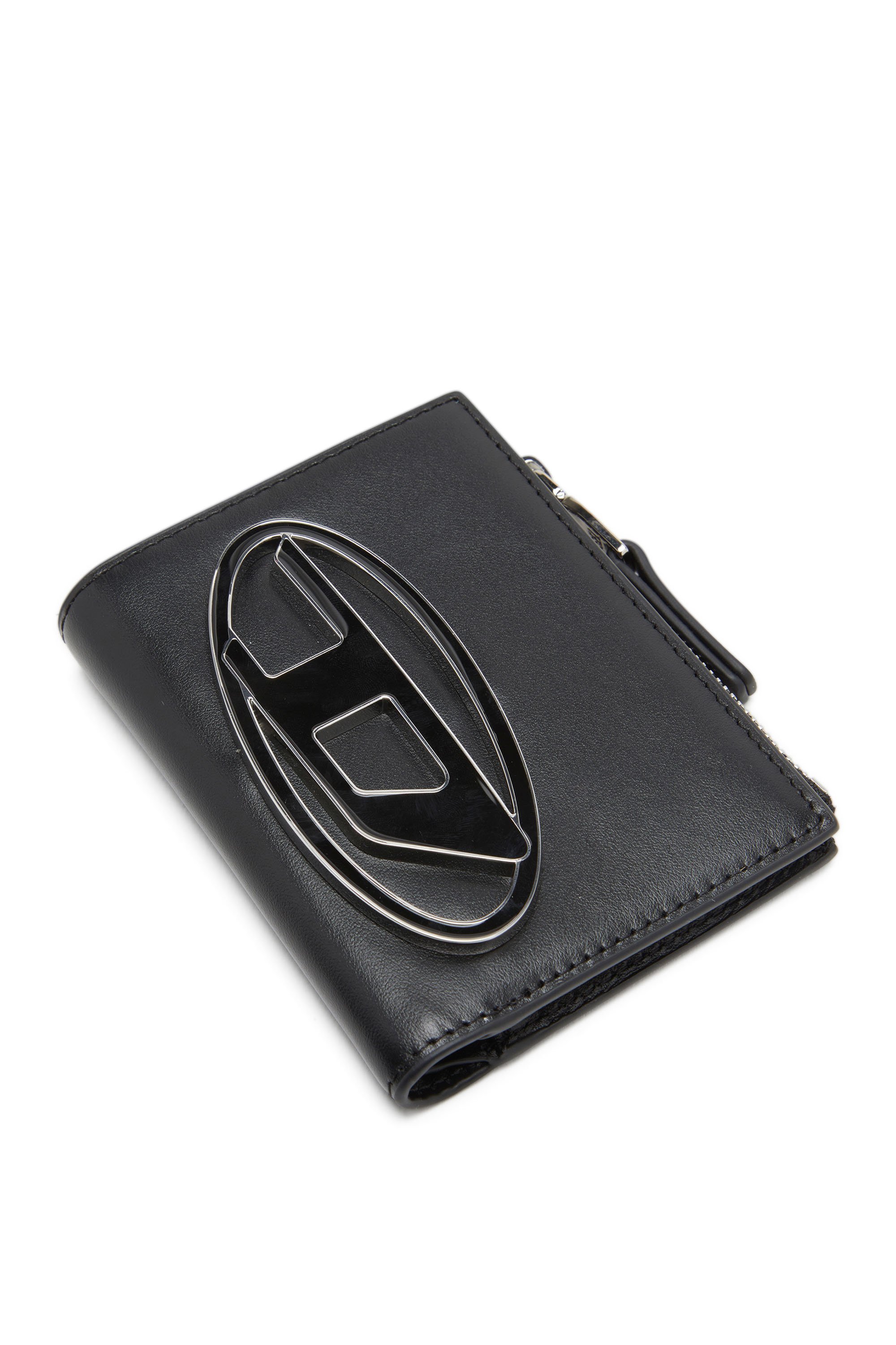 Diesel - 1DR BI-FOLD ZIP II, Female Small leather wallet with logo plaque in Black - Image 4