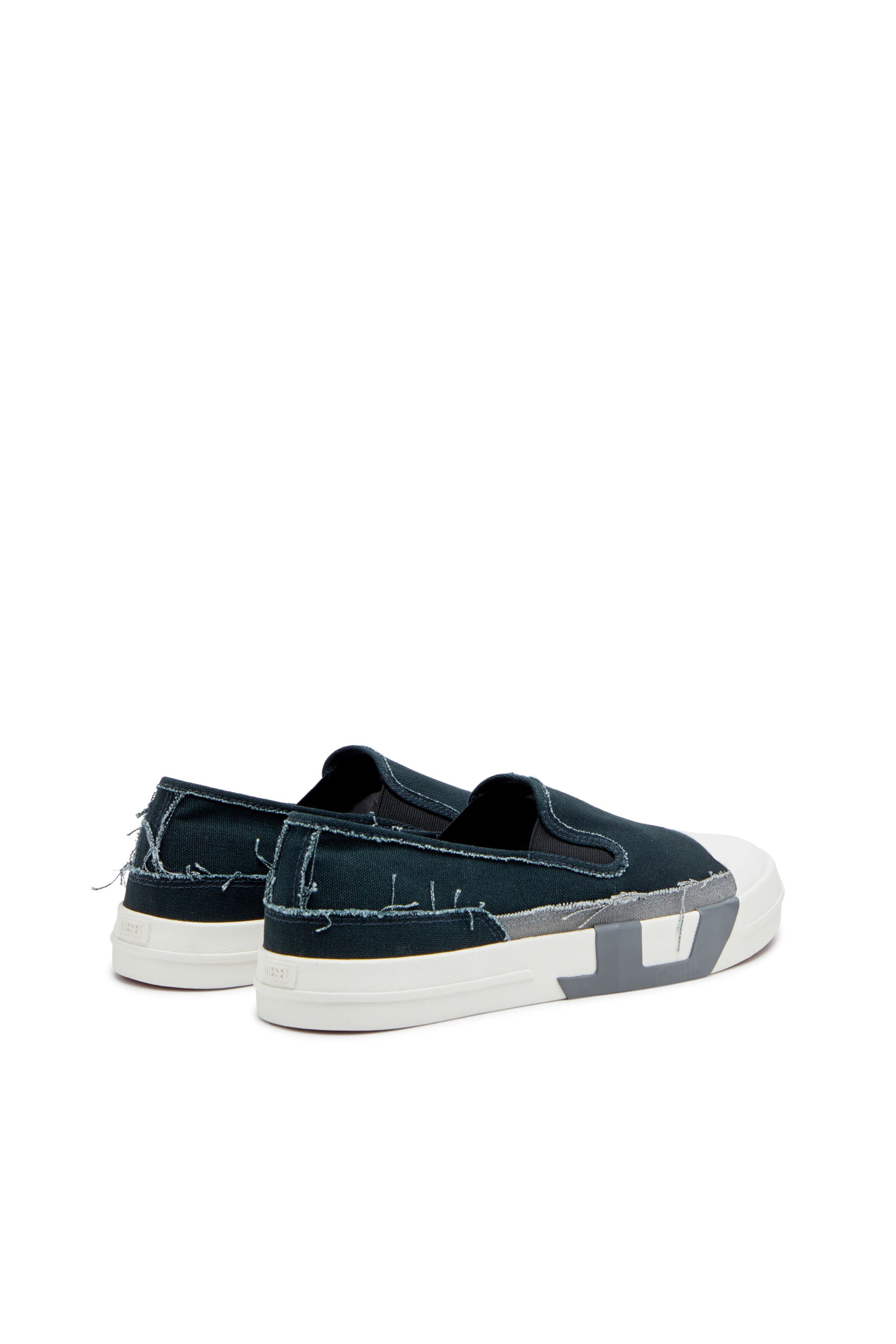 Diesel - S-D-VERSE SO, Male's Slip-on sneakers in frayed canvas in Blue/Grey - 3