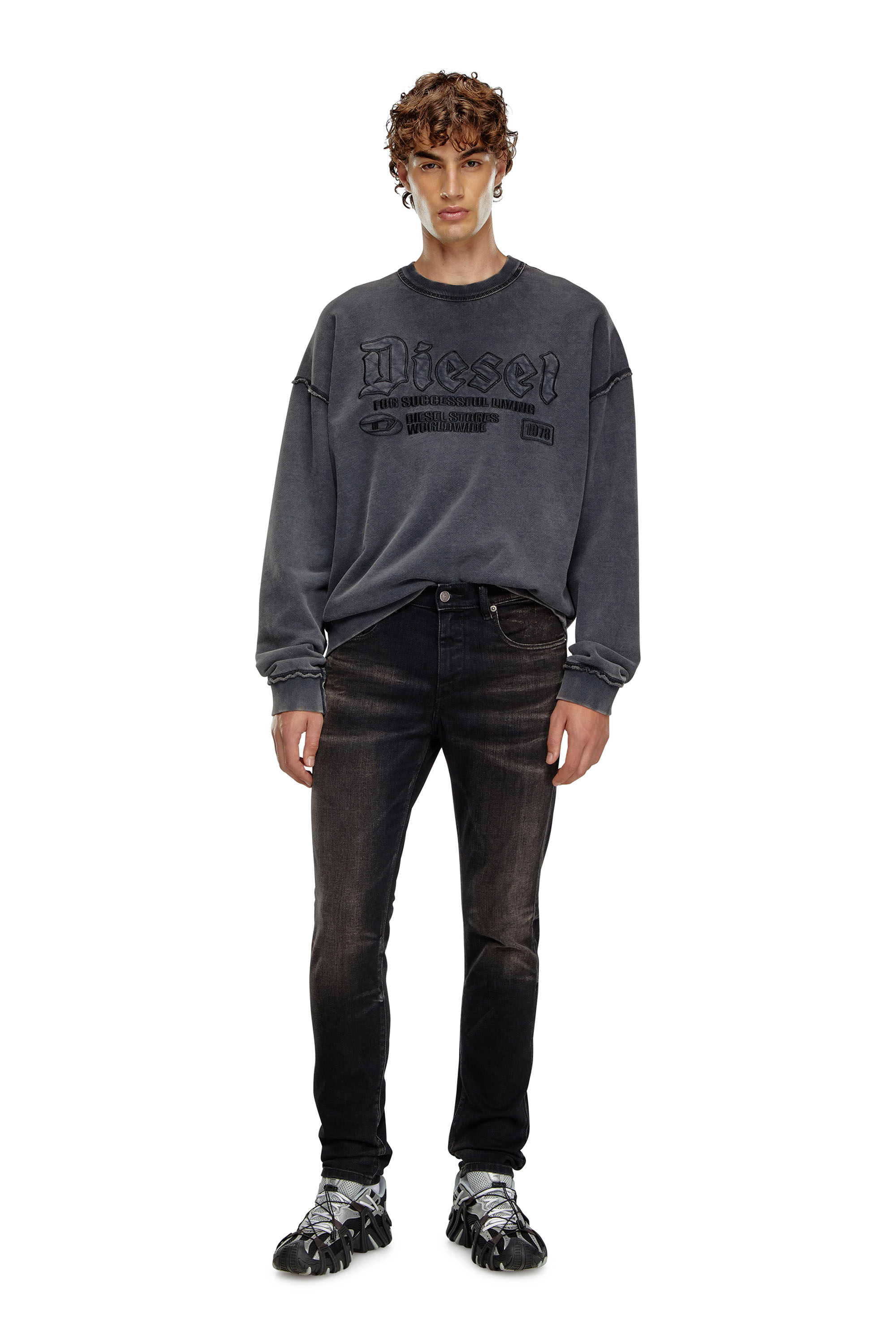 Diesel - Slim Jeans 2019 D-Strukt 09J53 Homme, Noir/Gris foncé - Image 2