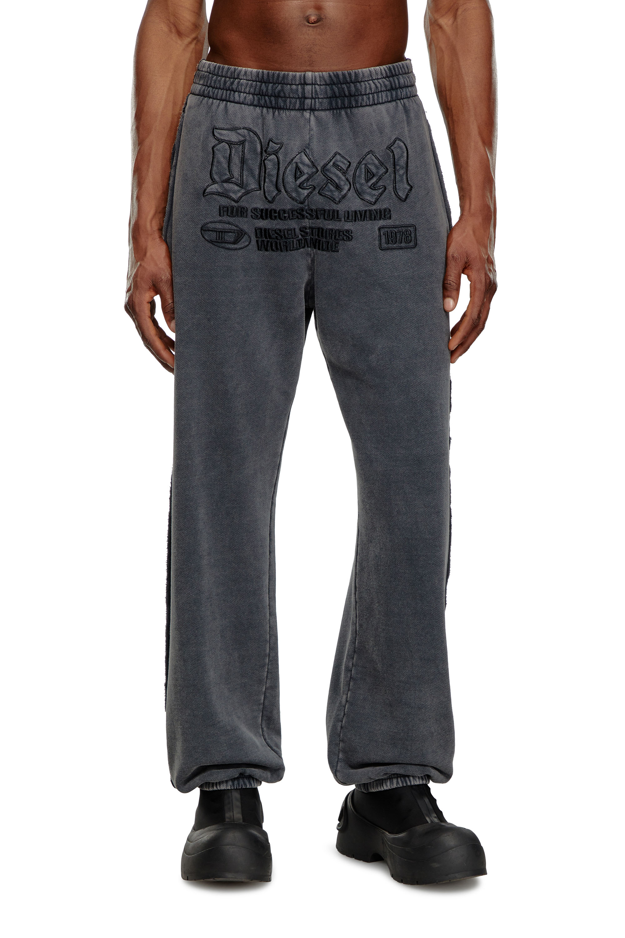 Diesel - P-MARKY-RAW, Male's Track pants with embroidered logos in Black - 1