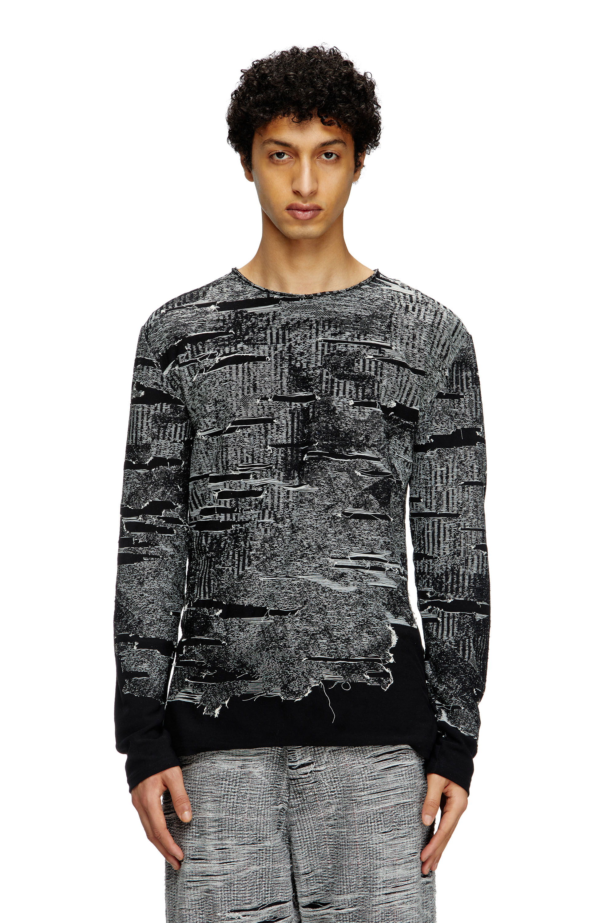 Diesel - K-CADMO, Male's Jumper with engineered distressing in Black - 1