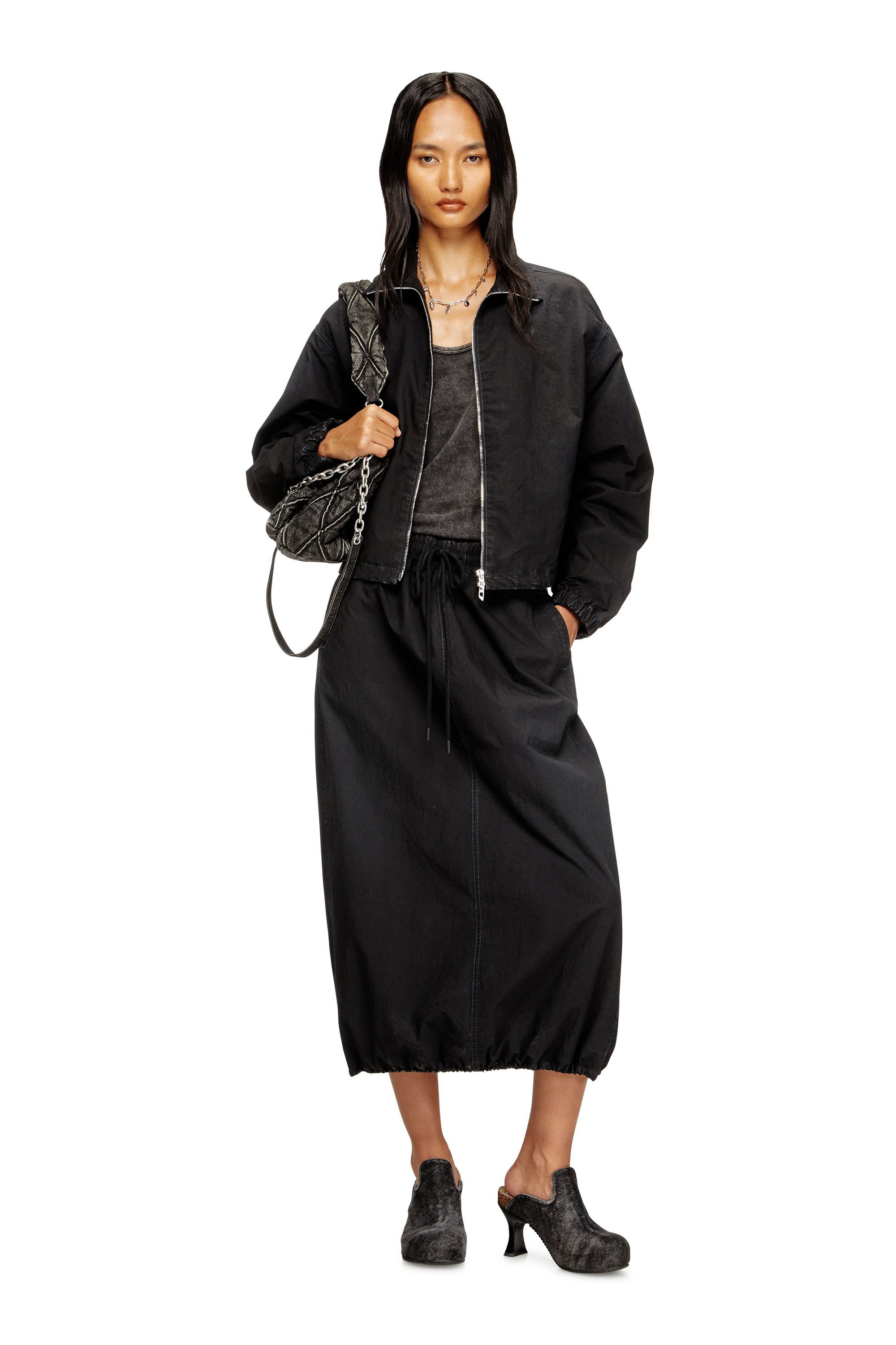 Diesel - DE-SANDERZ JOGG, Female's High-neck technical JoggJeans jacket in Black - 2