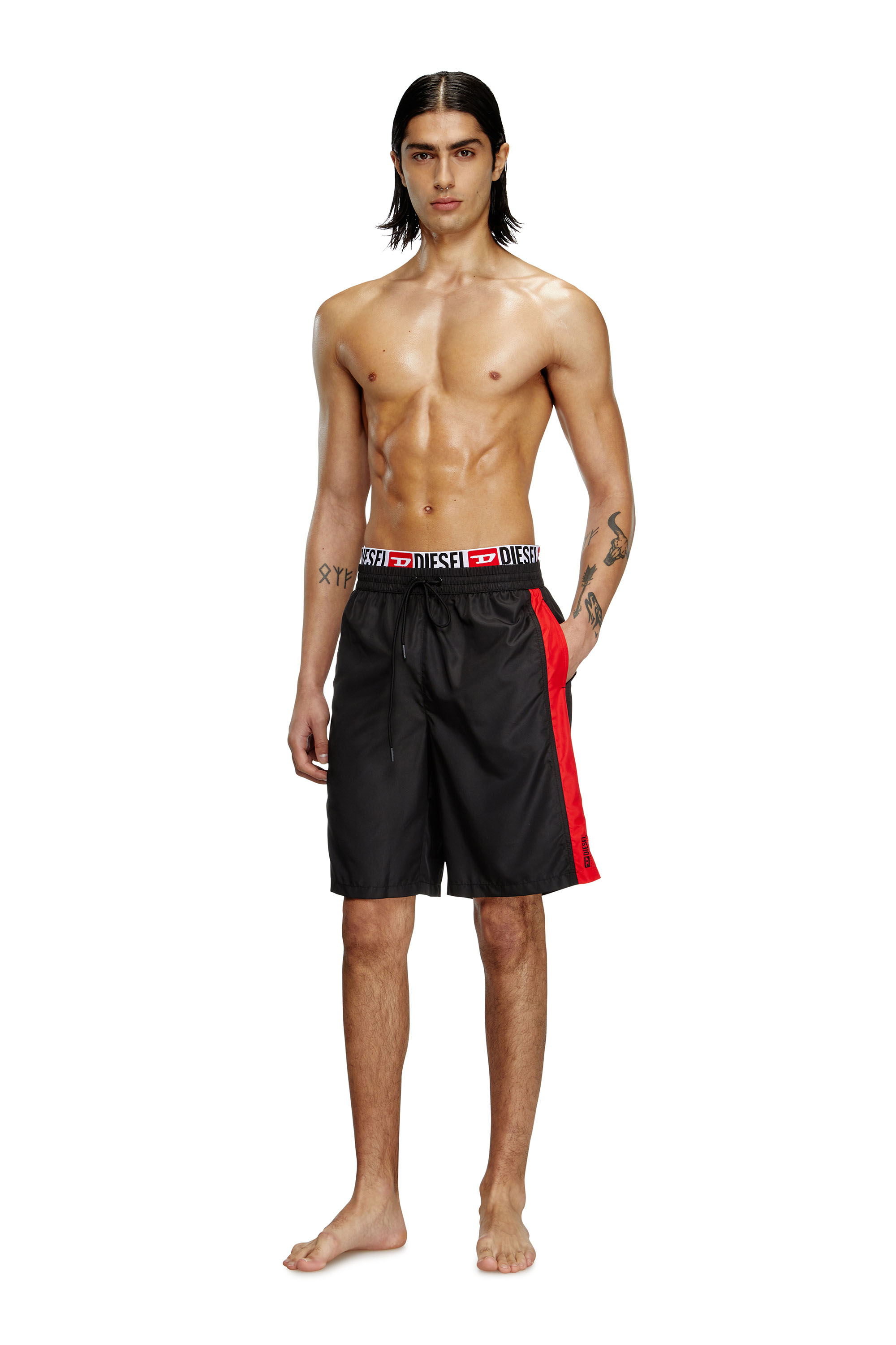 Diesel - DIEGO-53-D-CORE, Male's Board shorts with hybrid waist in Black/Red - 1