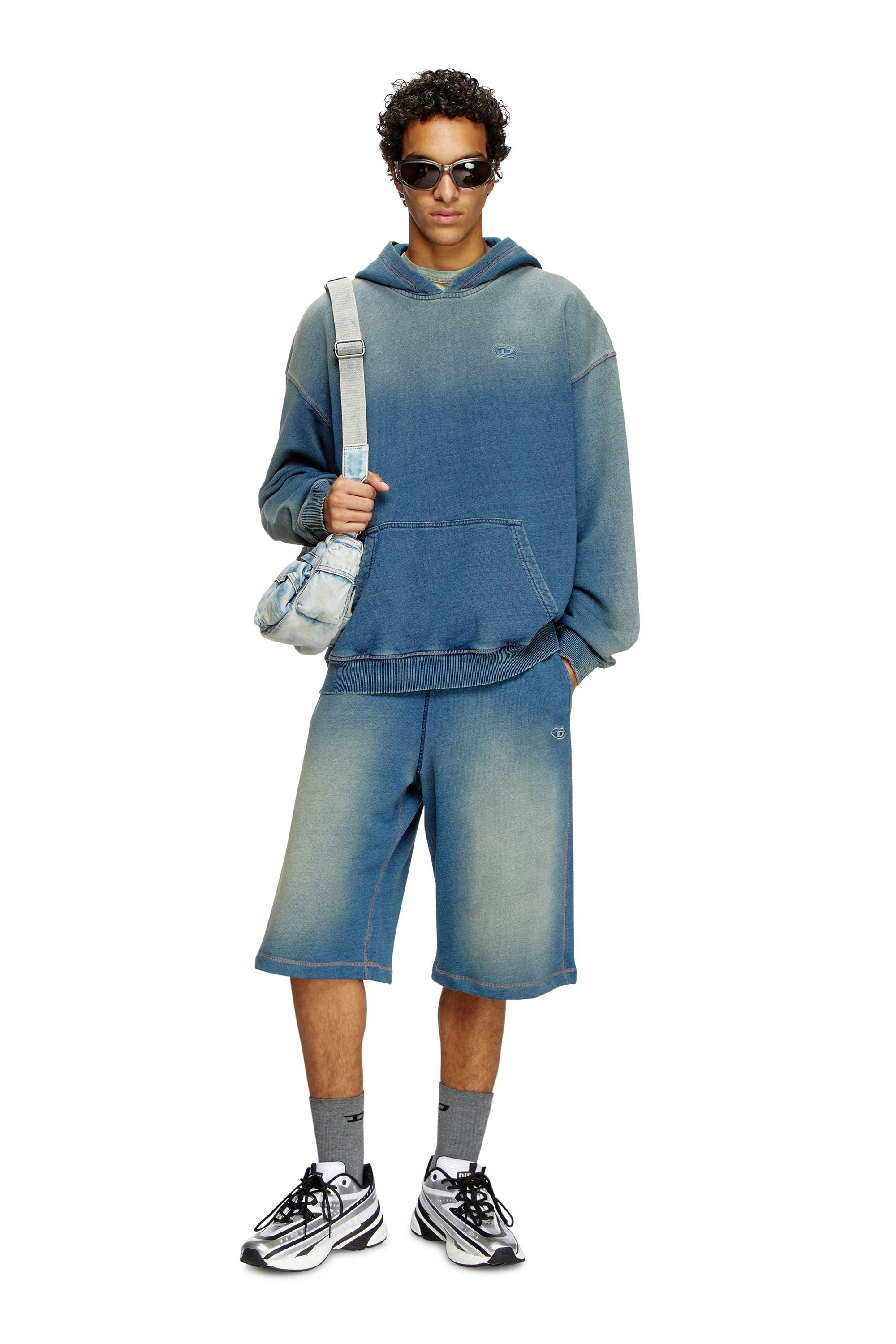 Diesel - S-BOXT-HOOD-R6, Male's Faded hoodie with logo embroidery in Blue - 2