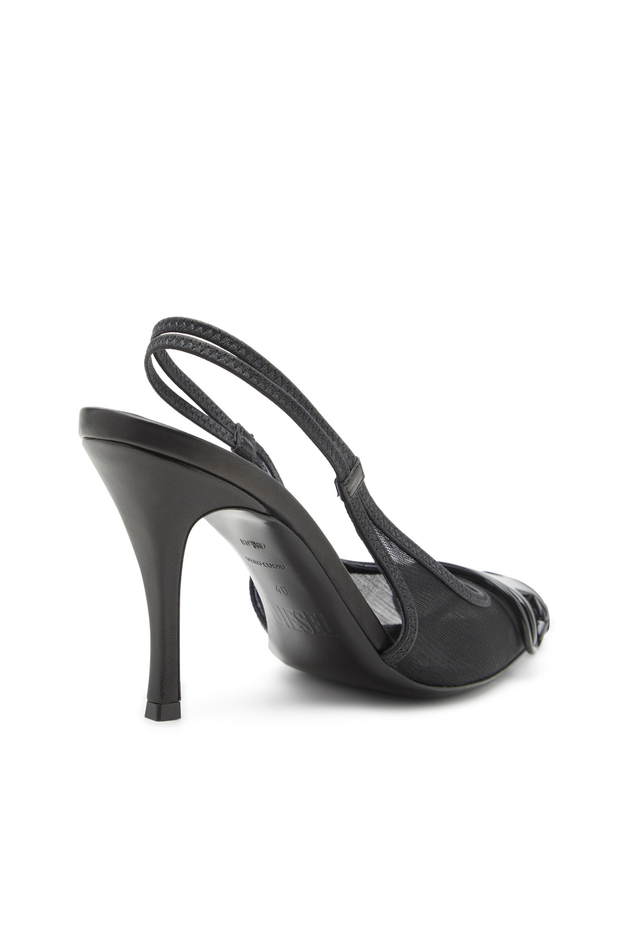 Diesel - D-VENUS SB, Escarpins à bride arrière en mesh bordé de cuir Femme in Noir - 6