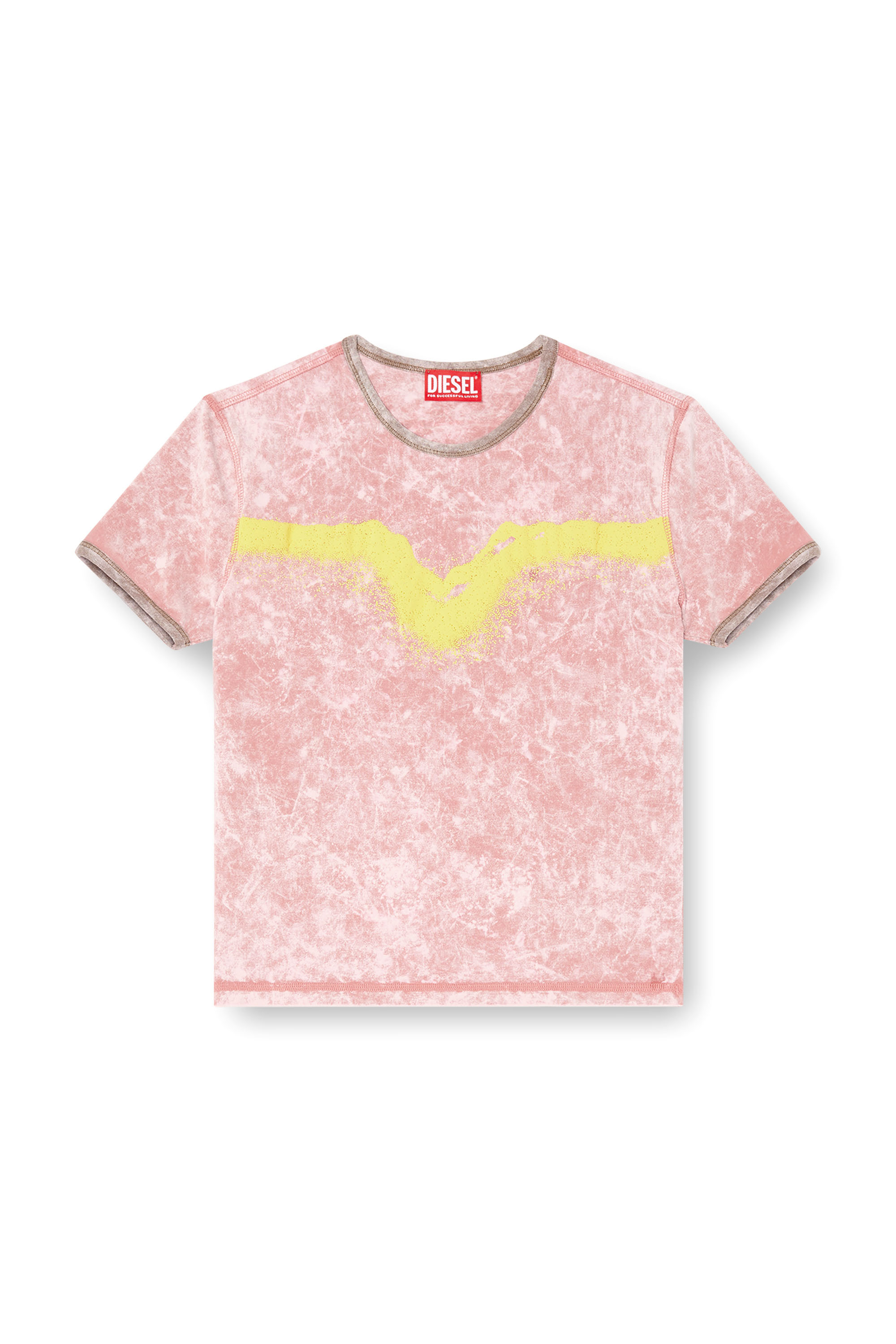 Diesel - T-UNCUTIE-LONG-Q3, T-shirt slim fit avec imprimé bouffant Oval D Femme in Rose - 4