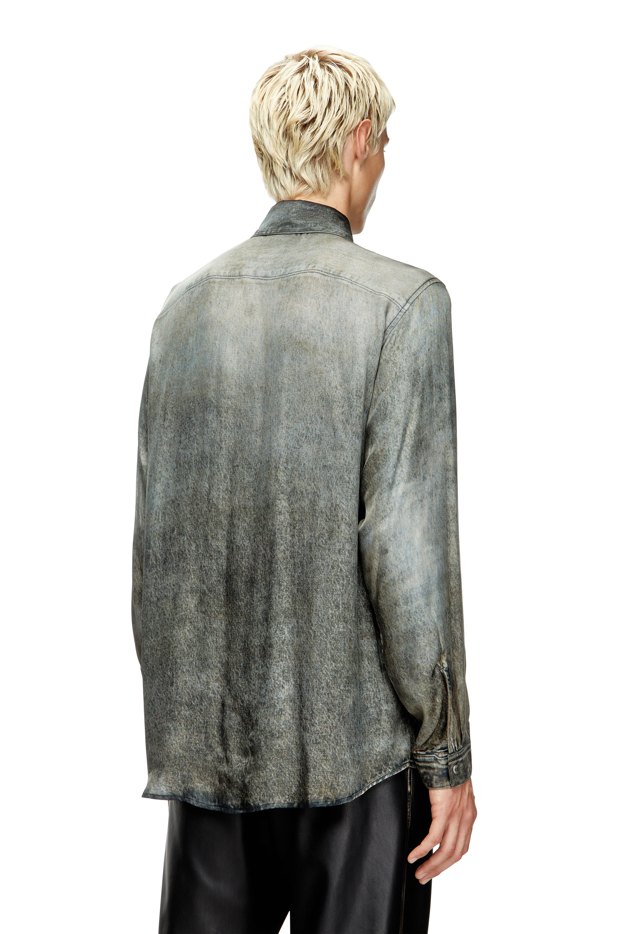 Diesel - S-SIMPLY-LKCT, Chemise en viscose effet denim Homme in Noir - 3