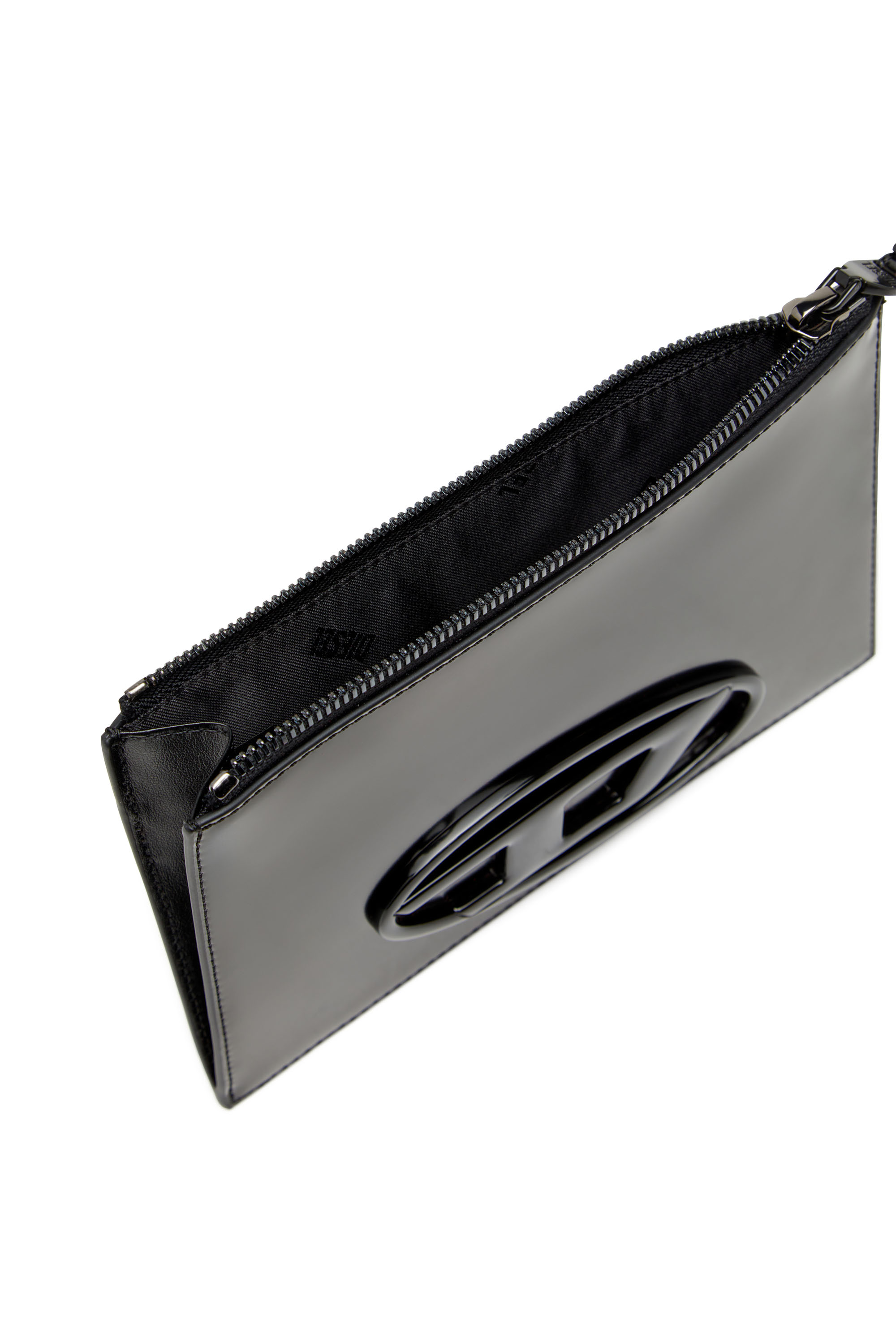 Diesel - 1DR POUCH III, Pochette zippée en cuir effet miroir Mixte in Noir - 4