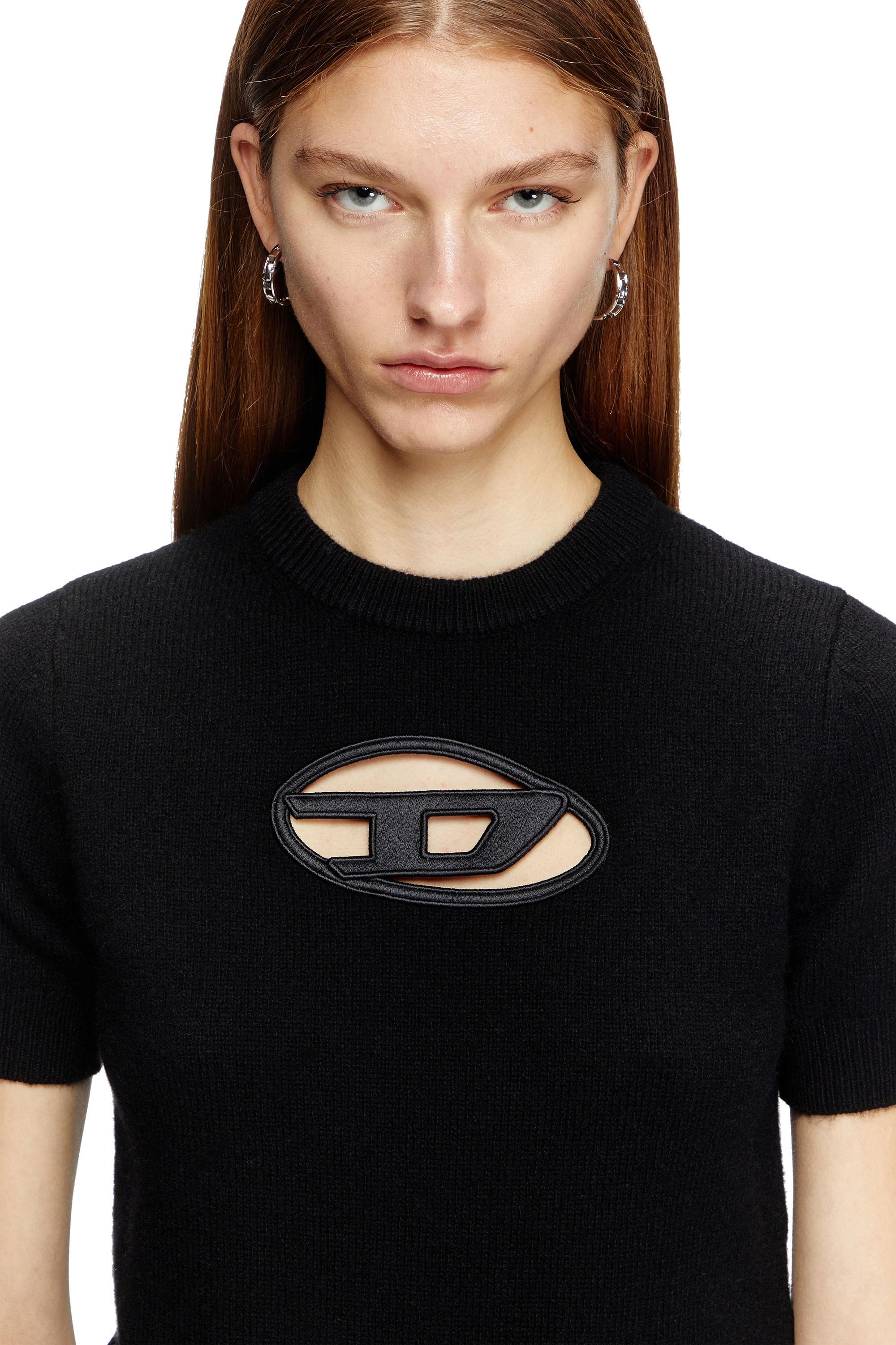 Diesel - M-ARGARIN-SS, Female's Short-sleeve jumper in cashmere blend in Black - 4