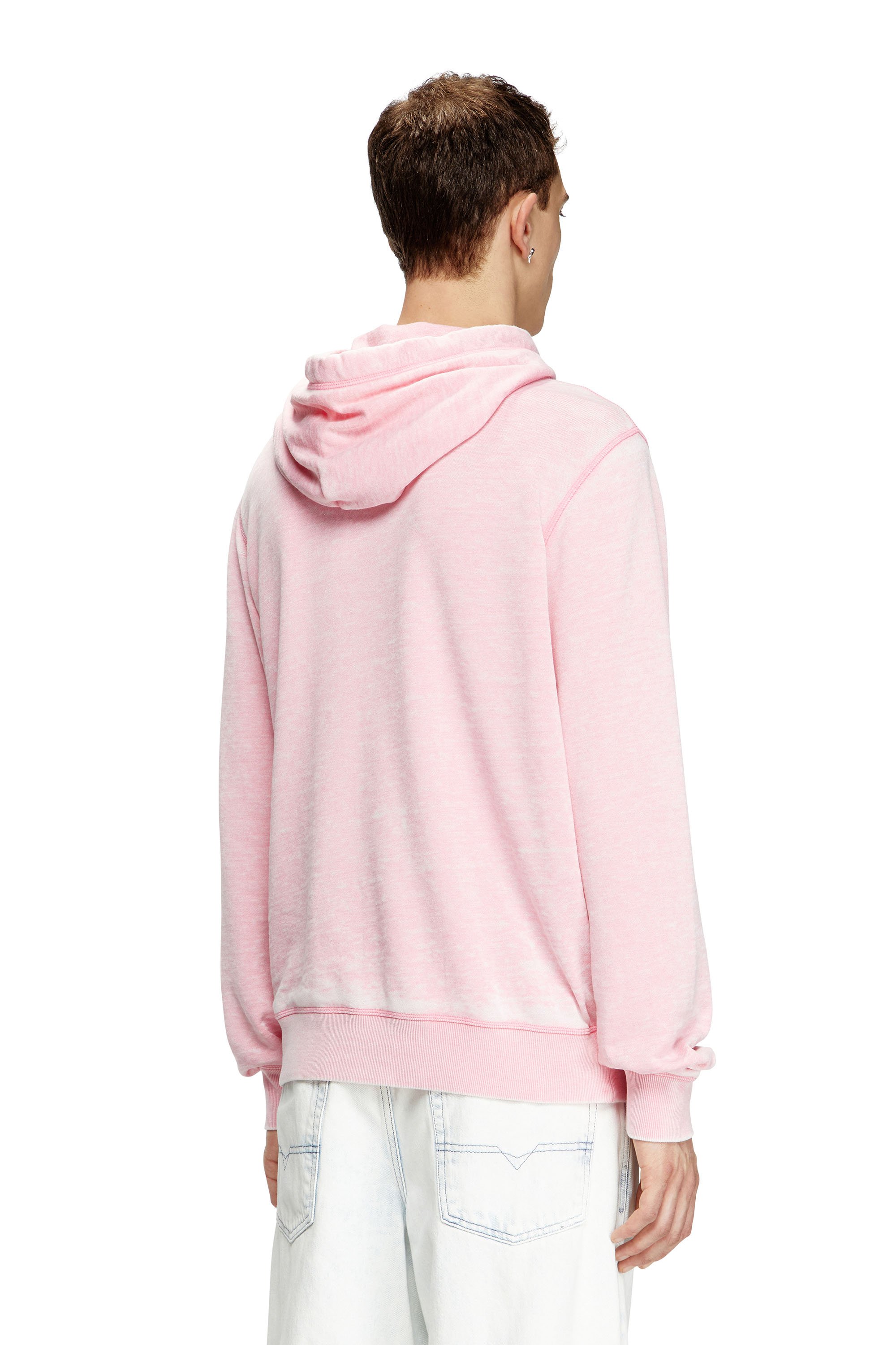 Diesel - S-GINN-HOOD-PAK, Male's Burnout hoodie with metal-look logo in Pink - 3