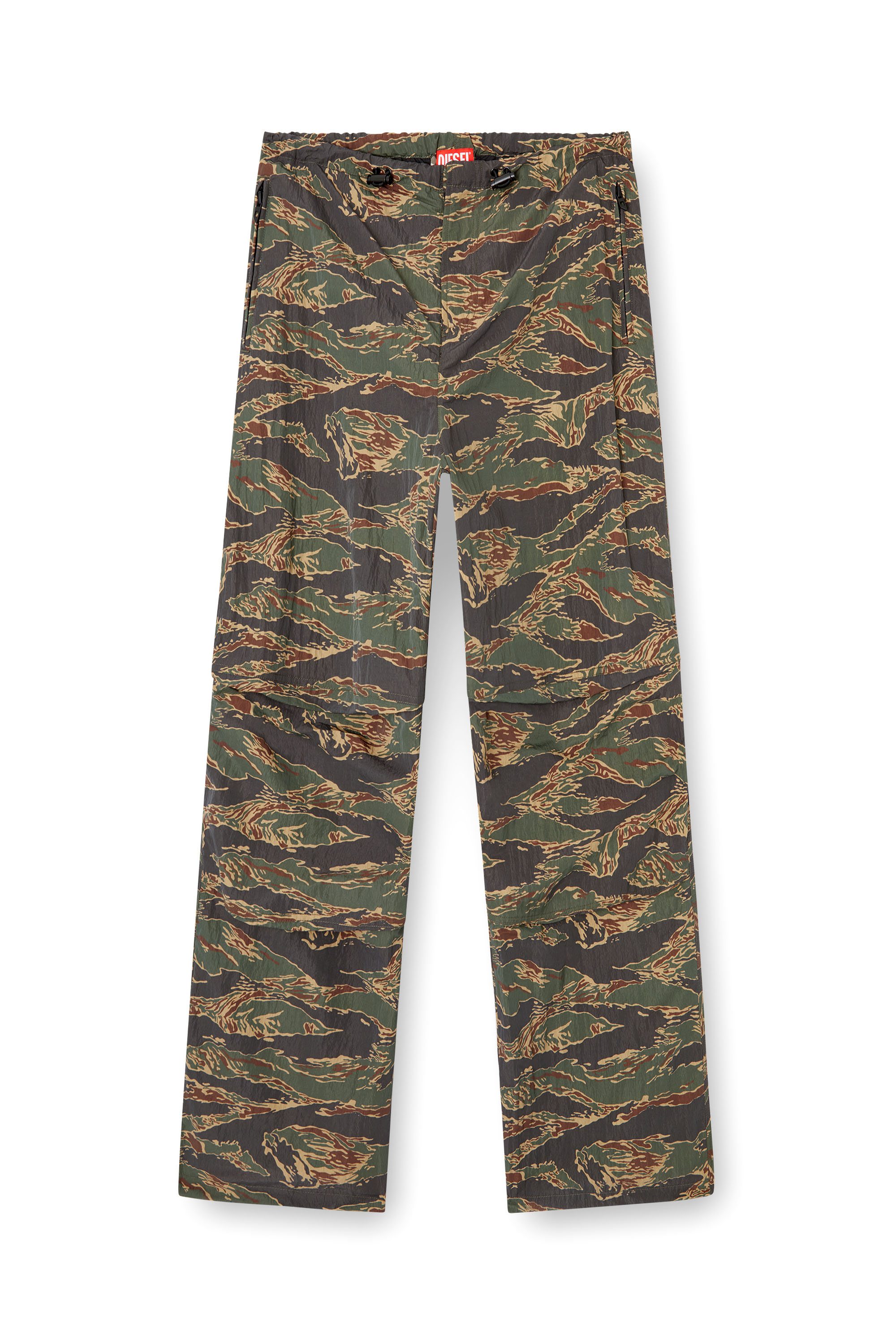 Diesel - P-ANIC, Male's Cargo pants in camo-print nylon in Military Green - 4