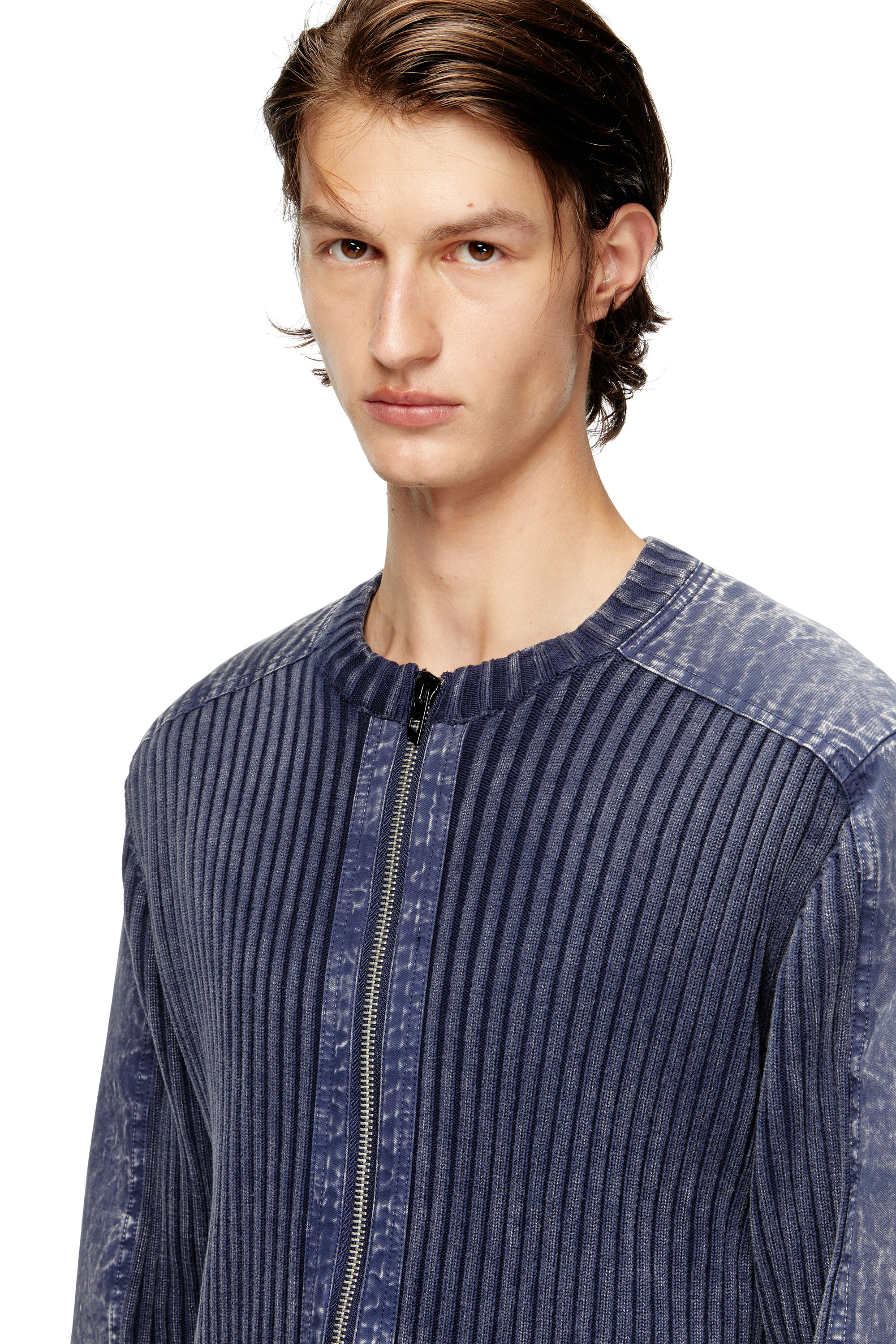 Diesel - K-MATTY, Cardigan zippé avec bandes de manches en denim Homme in ToBeDefined - 4