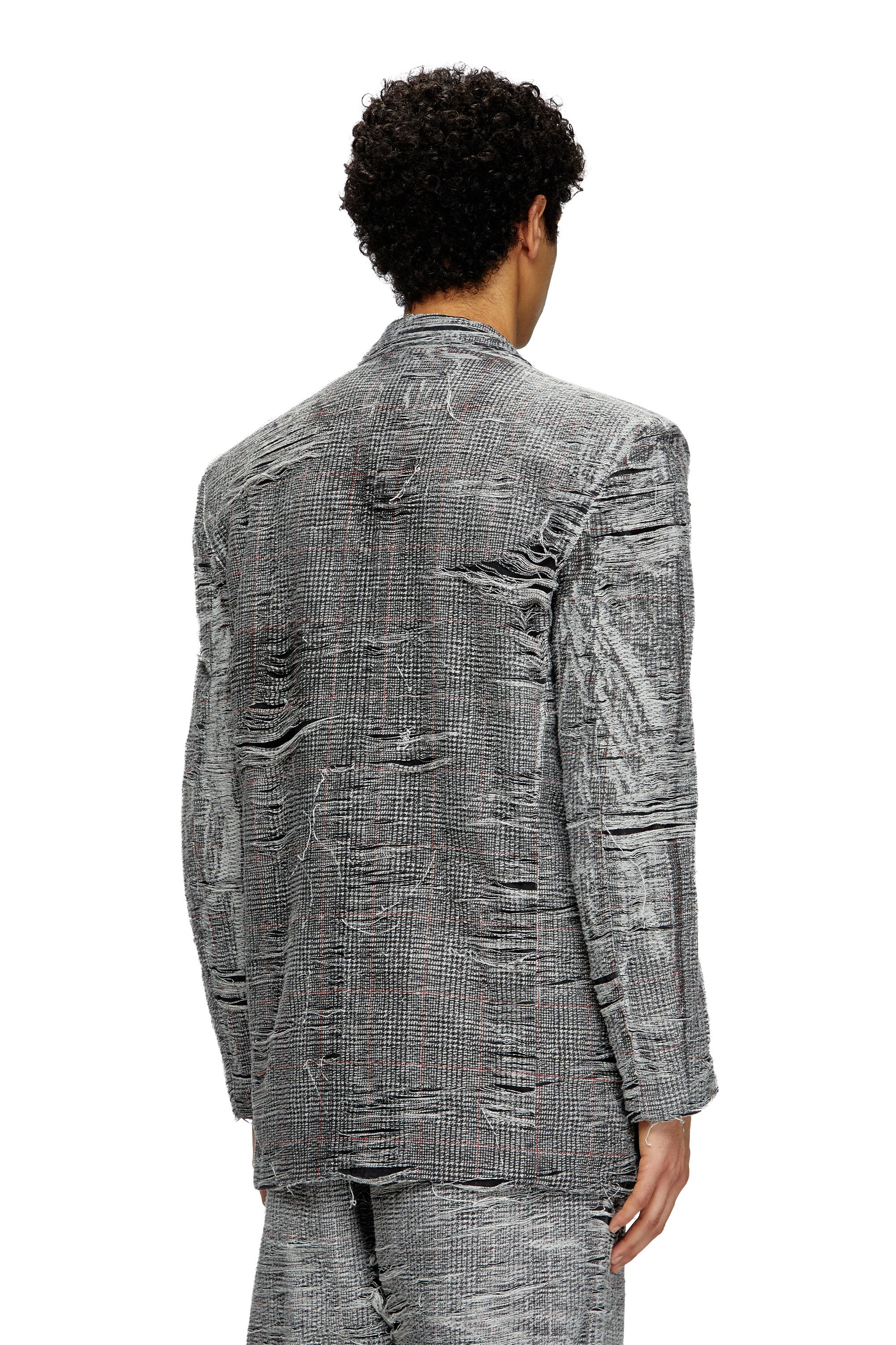 Diesel - D-PEKKA-FSG, Male's Blazer in distressed Prince of Wales denim in Grey - 3