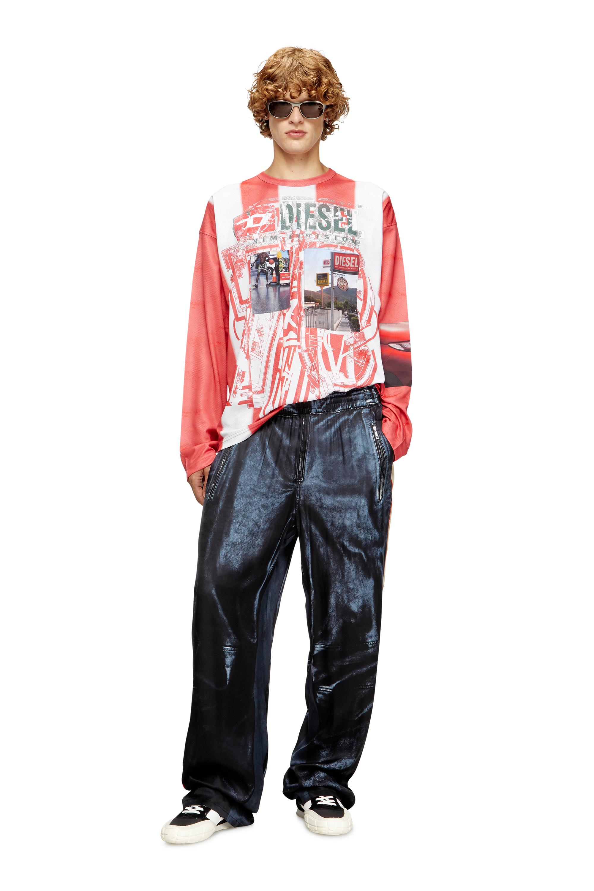 Diesel - S-PAGODHA LOW, Male's S-Pagodha-Sneakers in leather, suede and ripstop in Black/Red - 2