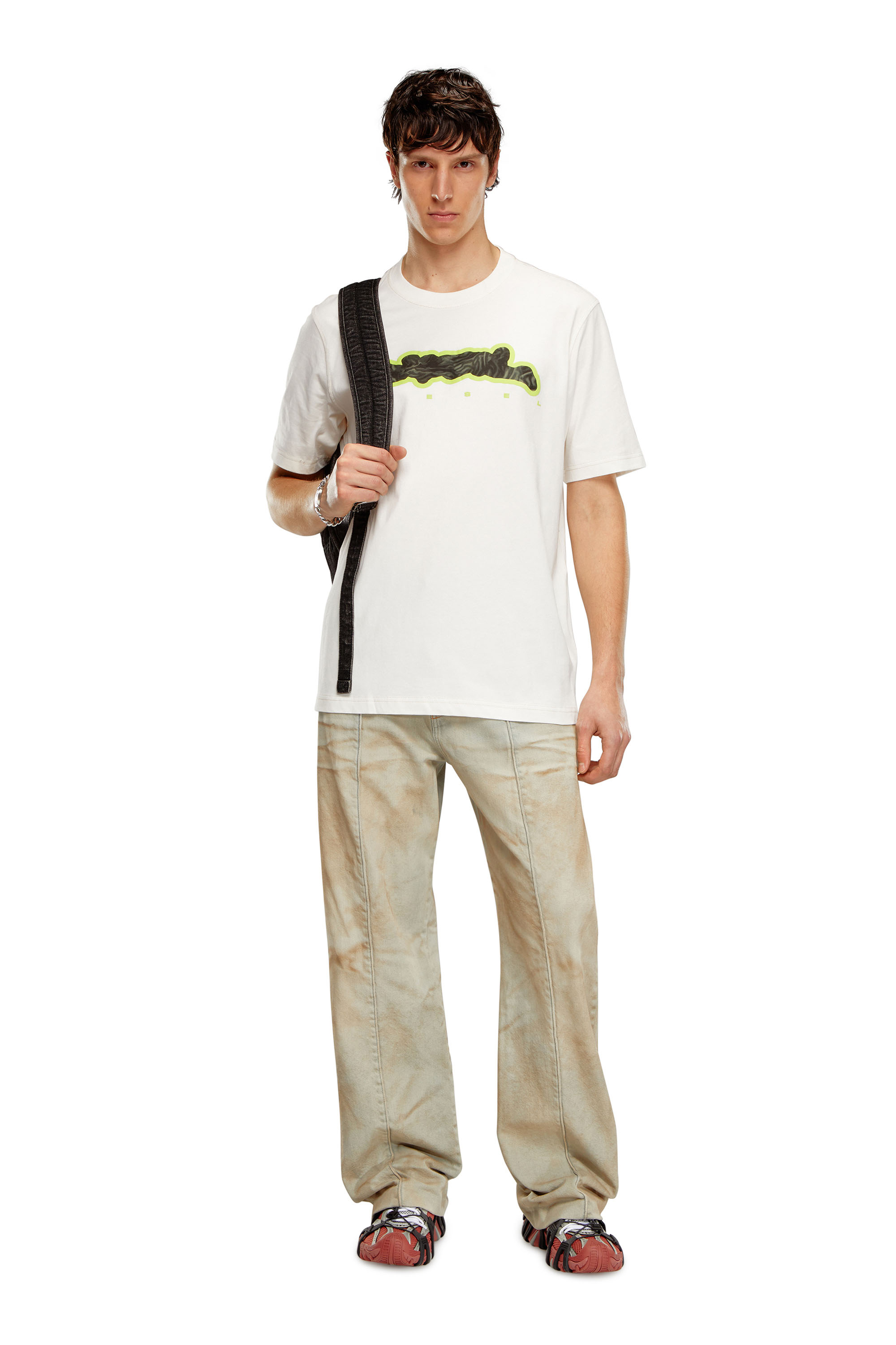 Diesel - T-JUST-N16, Homme T-shirt avec motif camouflage zébré in Blanc - Image 3