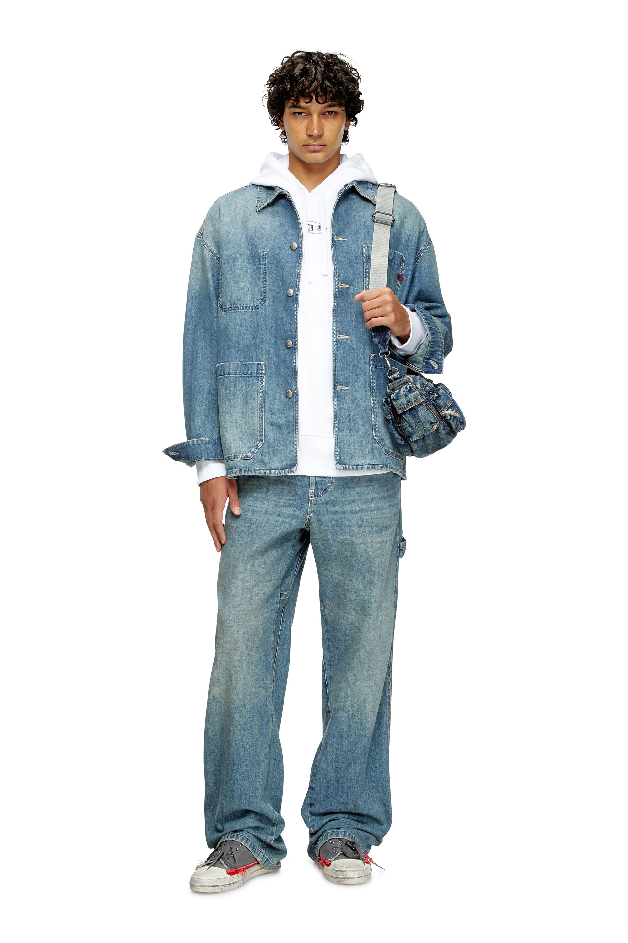 Diesel - S-MACS-HOOD-OD, Sweat-shirt à capuche oversize avec logo métallisé Homme in Blanc - 2