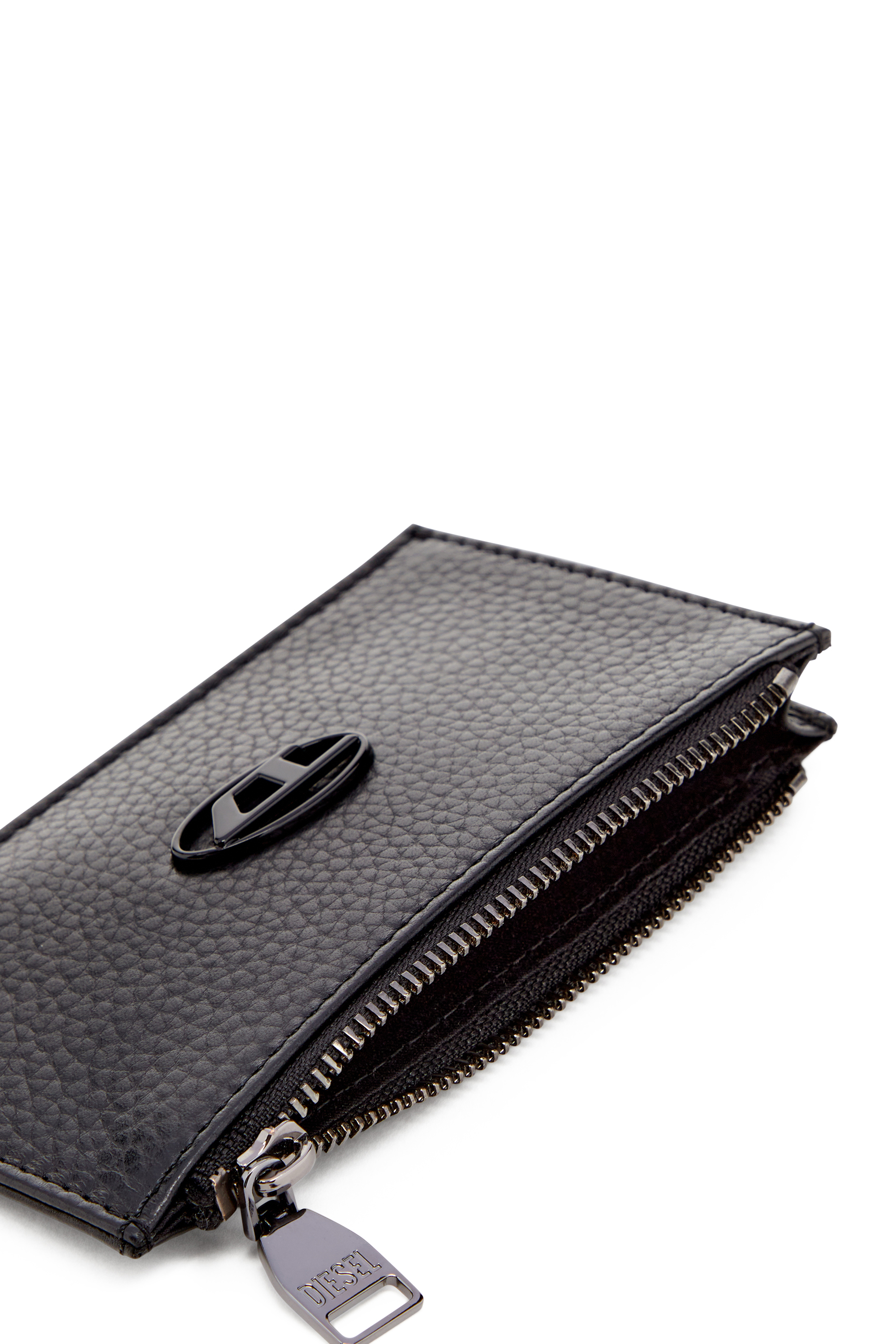 Diesel - HISSU EVO CARD HOLDER III, Male's Flat card holder in grainy leather in Black - 3