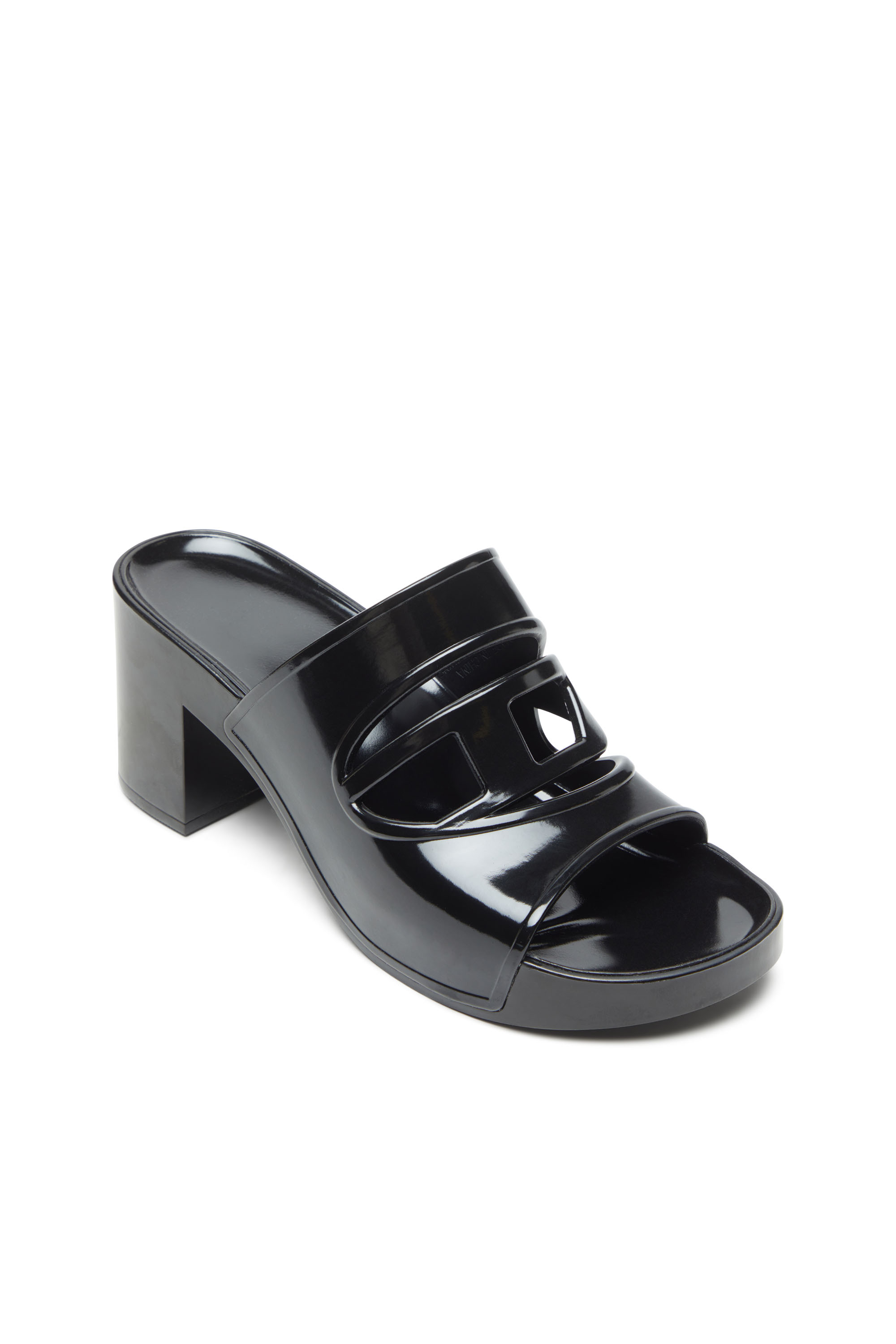 Diesel - SA-BONNIE, Female's Heeled rubber slides with cut-out logo in Black - 6