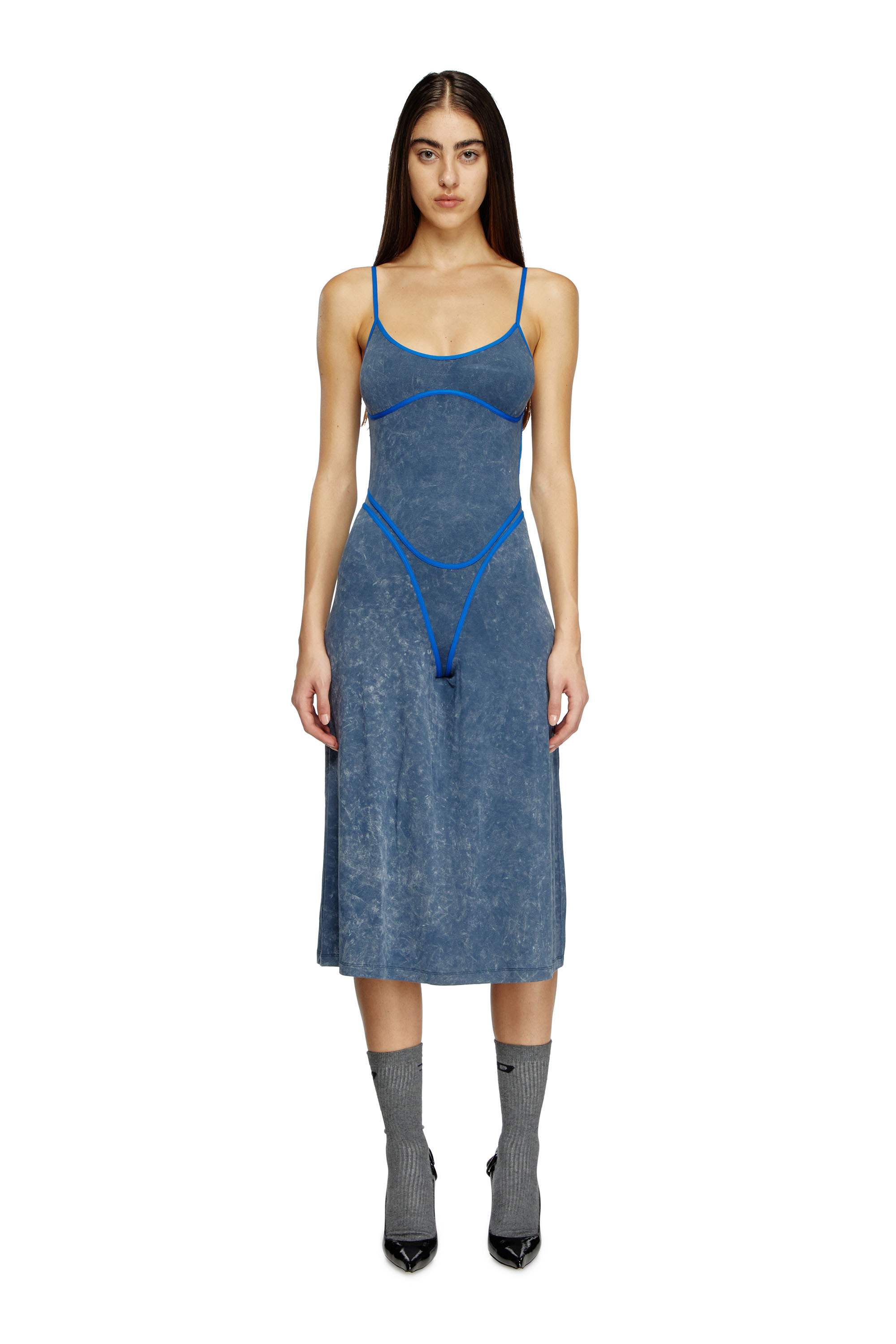 Diesel - D-WOW, Female's Strappy dress with underwear detail in Blue - 2