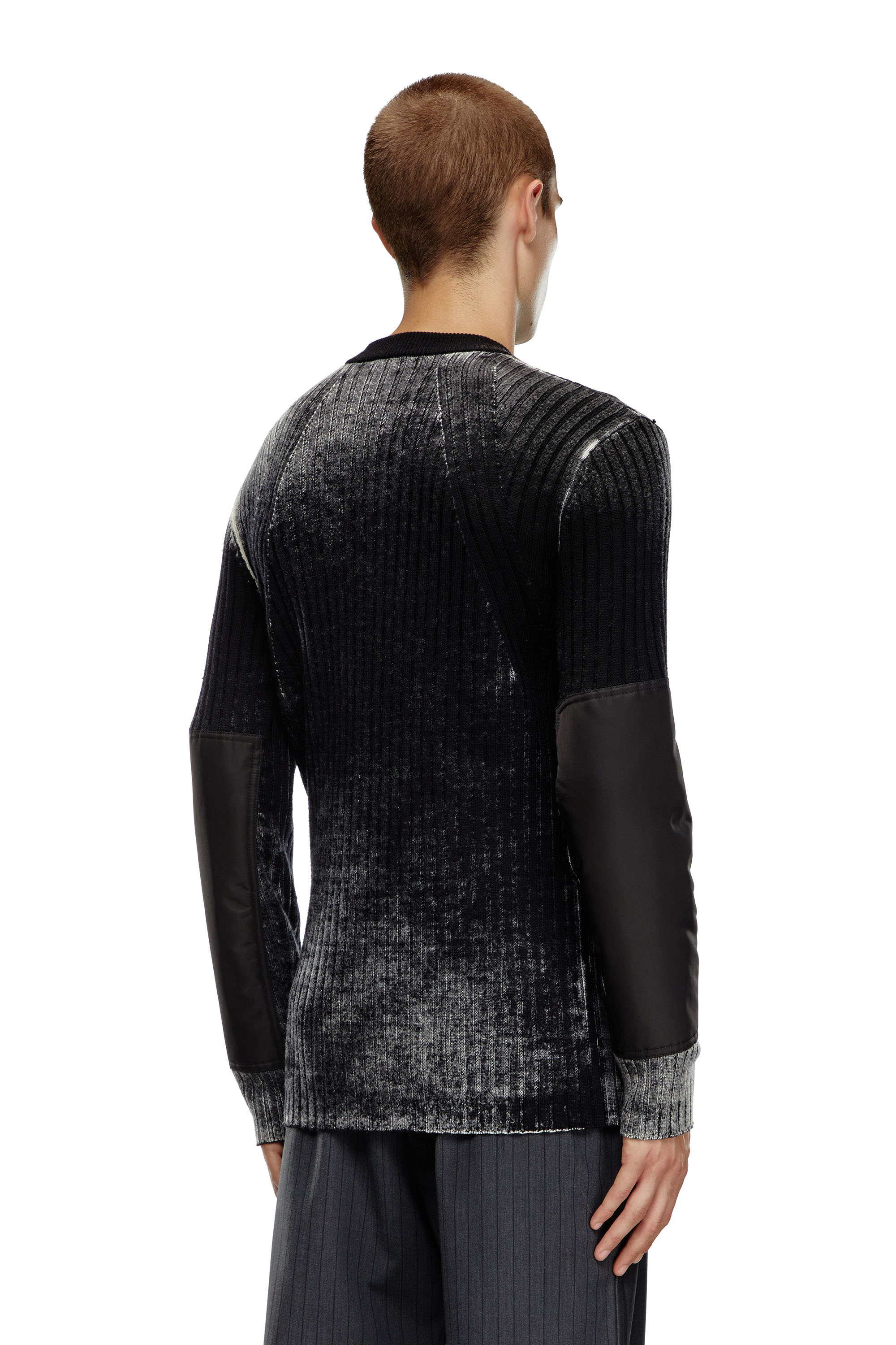 Diesel - K-RETRO, Male's Wool jumper with elbow patches in Black - 2